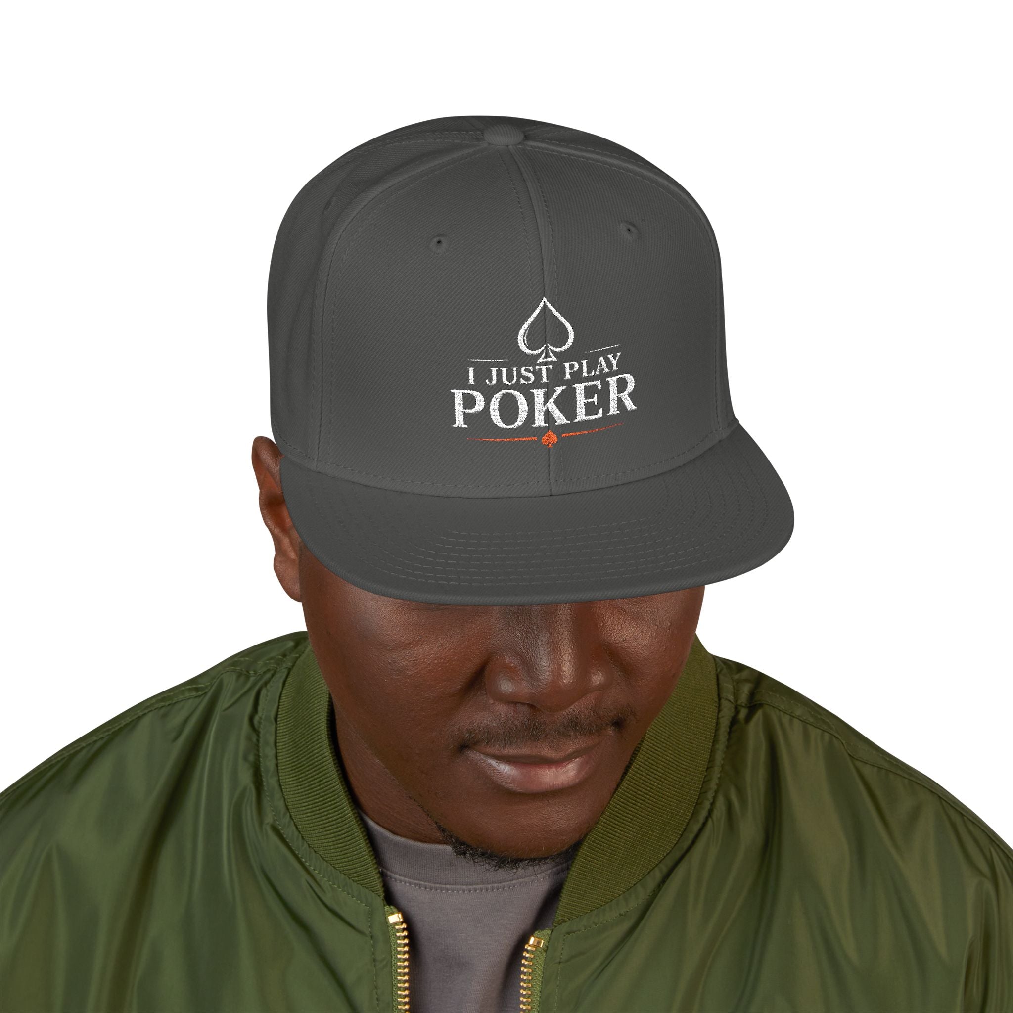 Poker Snapback Hat - 'I Just Play Poker' Embroidered Cap