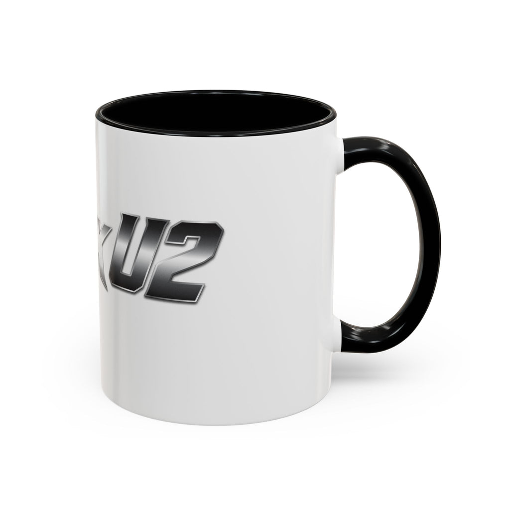 MuckU2 Classic White Mug (gradient silver/black logo/SKU 100043)