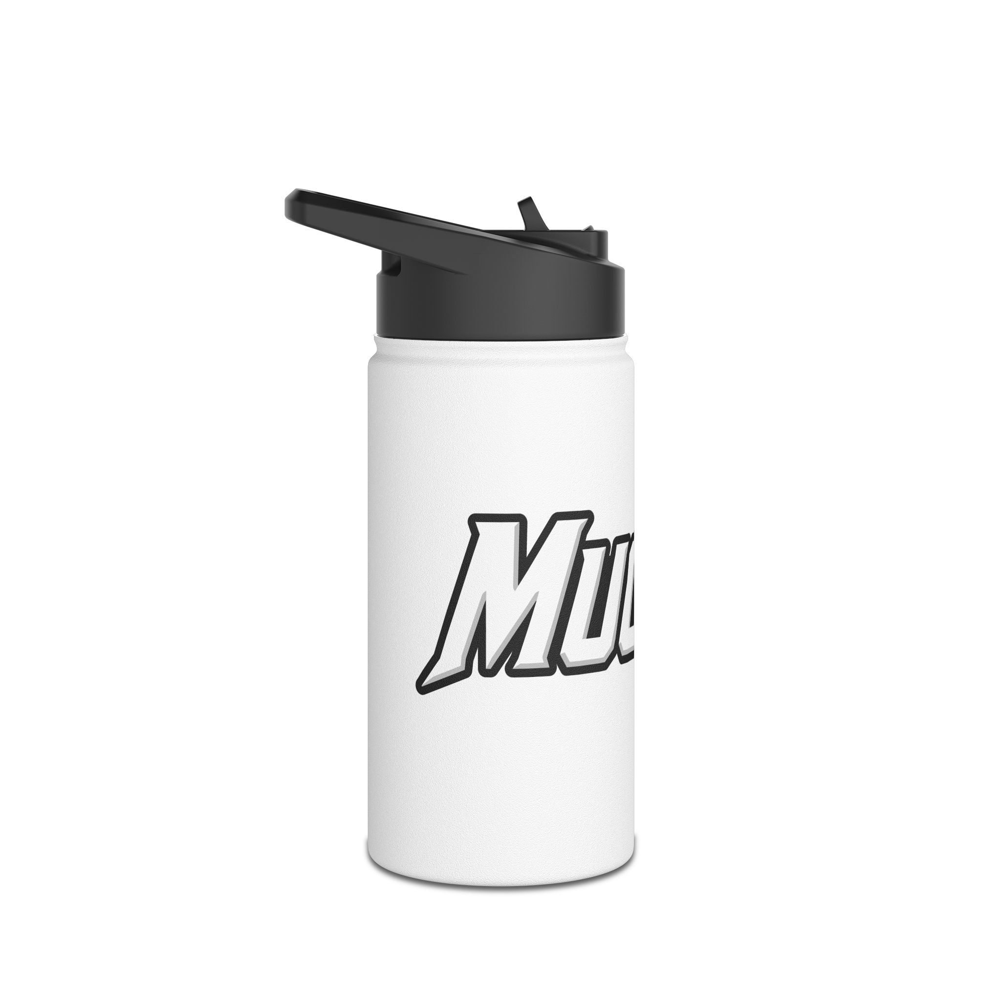 MuckU2 Stainless Steel Poker Water Bottle (white/red logo/SKU 100028)
