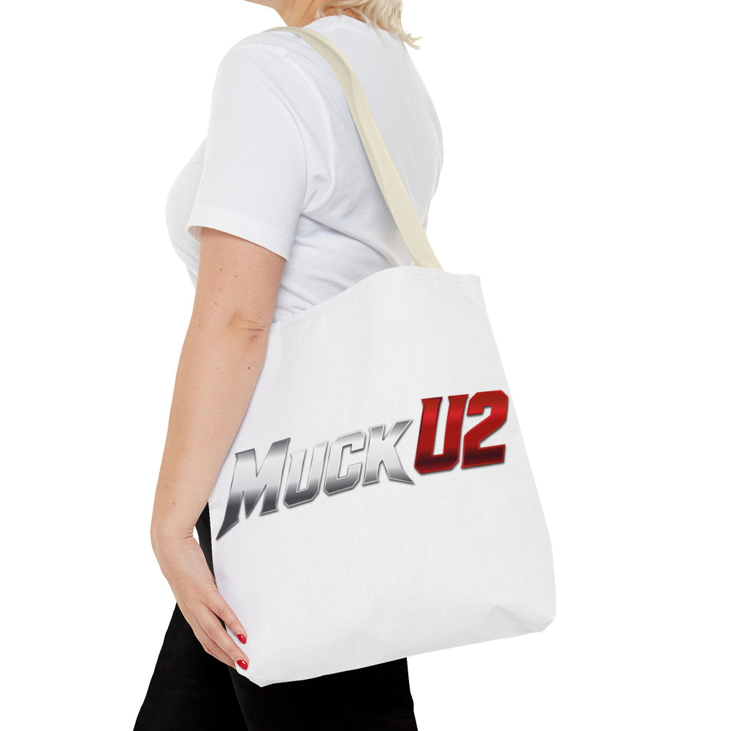 MuckU2 Bubble Canvas Poker Tote Bag (gradient silver/red logo SKU 100021)