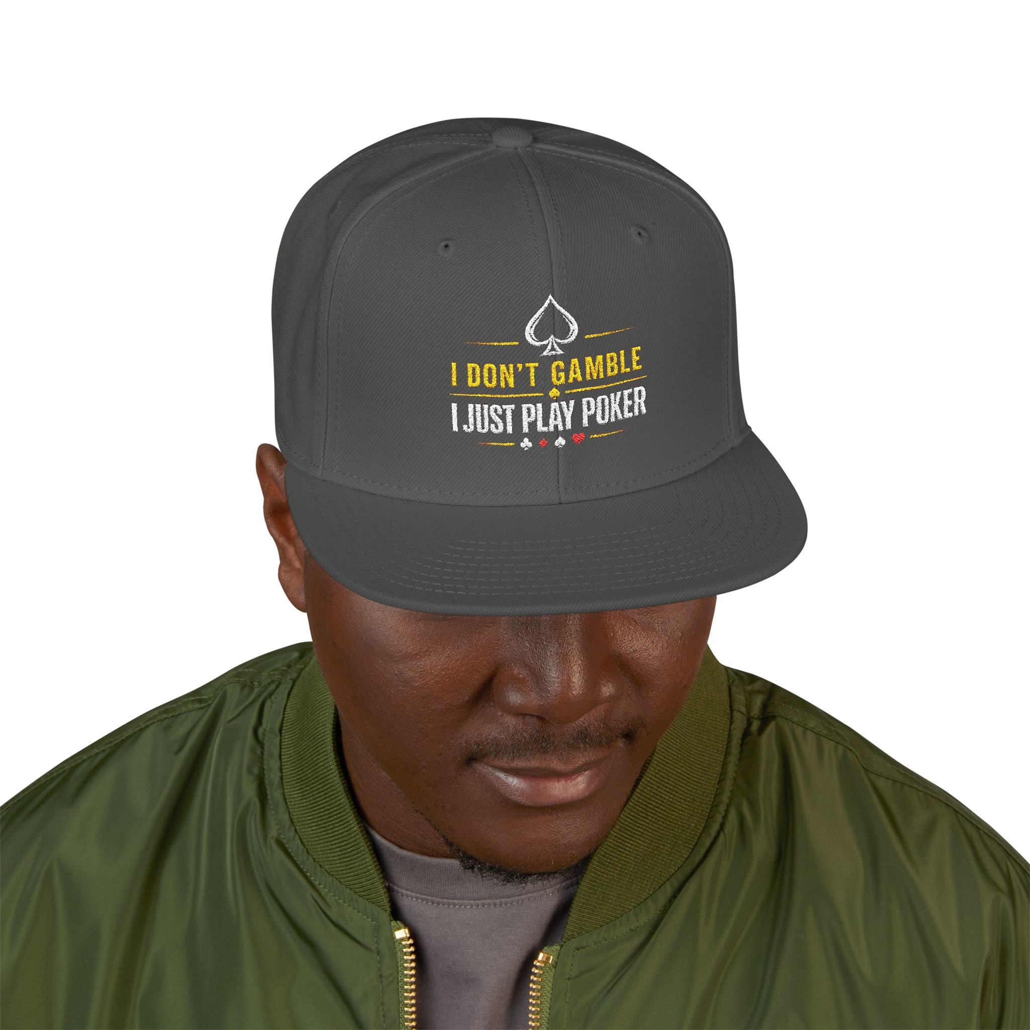 Embroidered Poker Snapback Hat – 'All In' Card Player Cap
