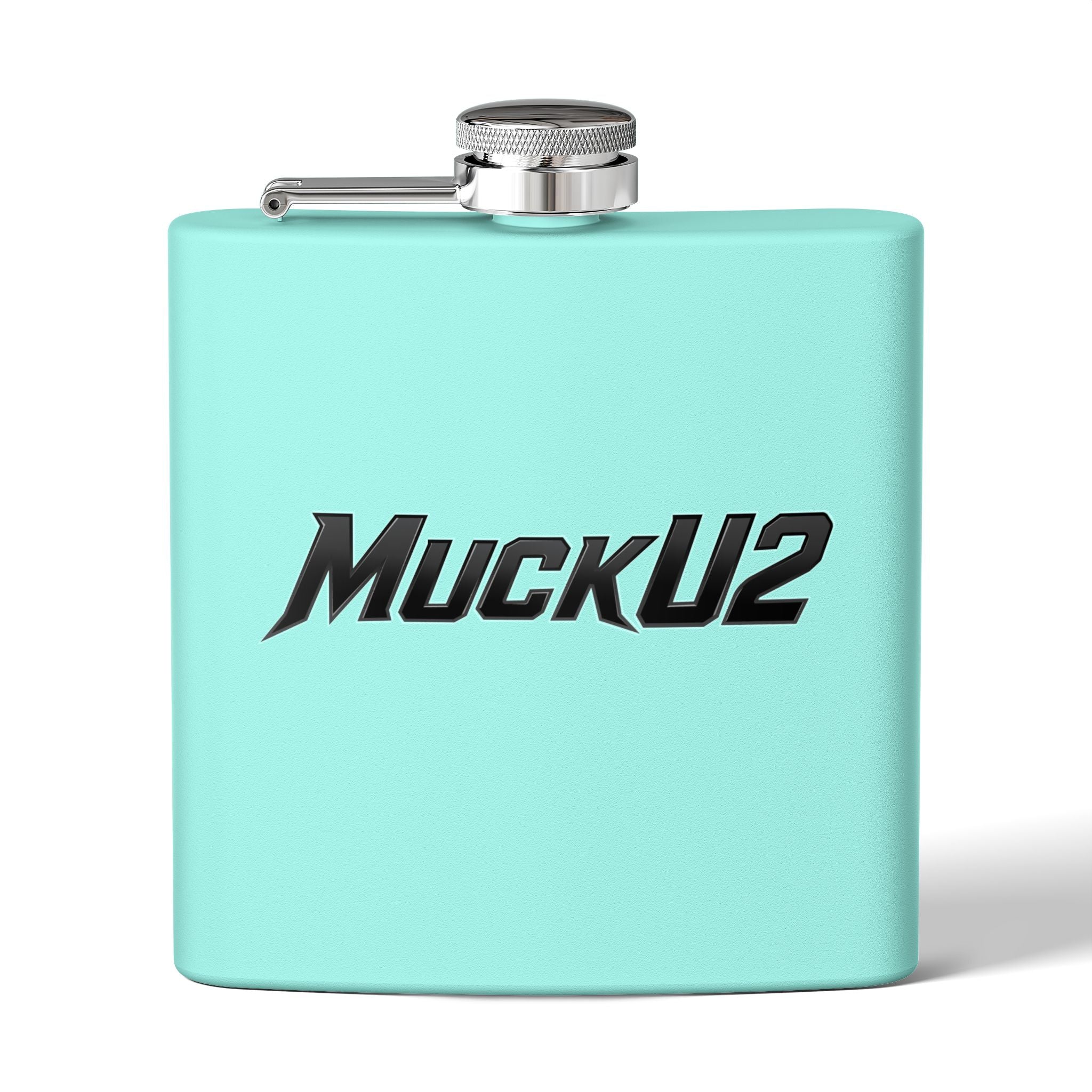 MuckU2 Stainless Steel Poker Flask 6oz (black logo/SKU100036)
