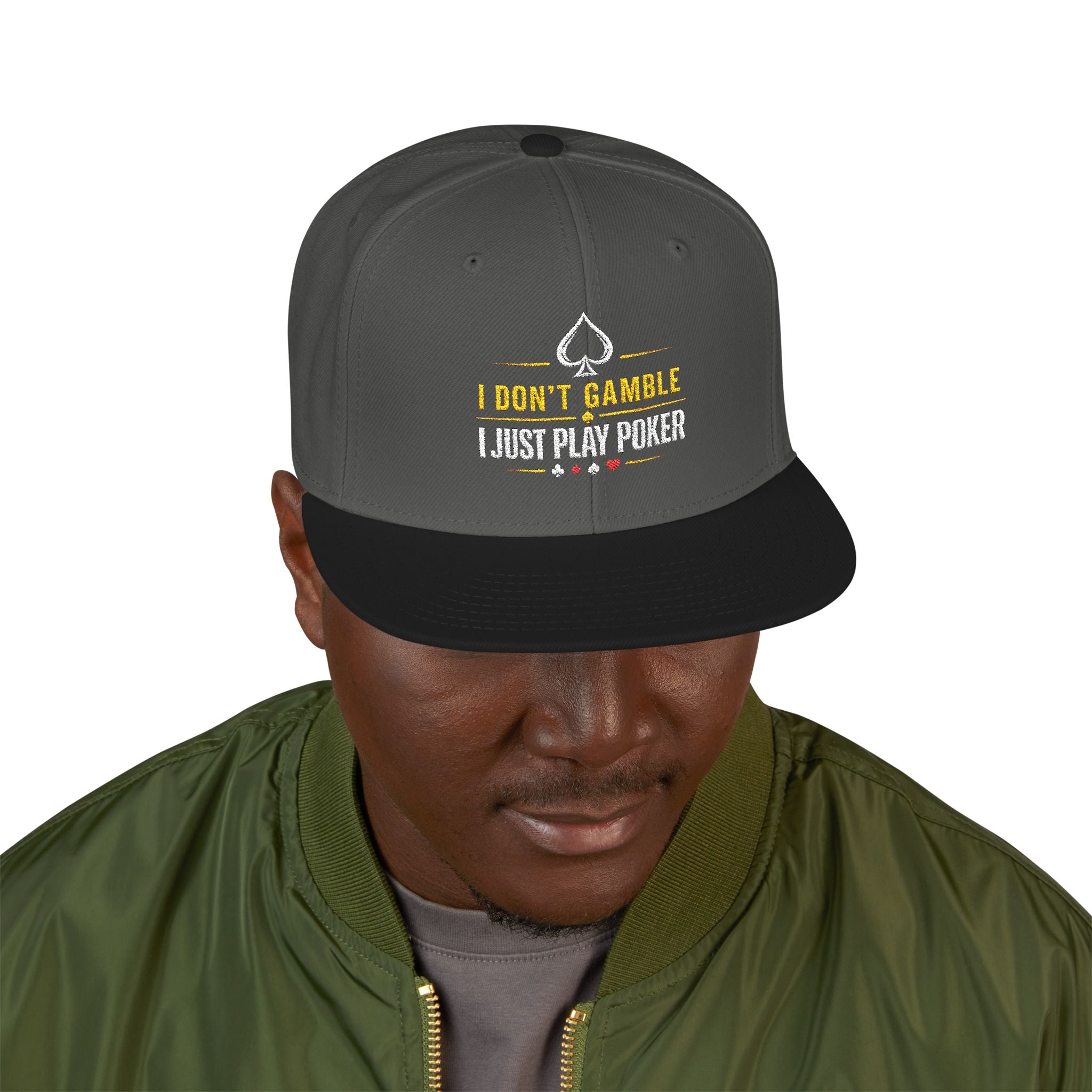 Embroidered Poker Snapback Hat – 'All In' Card Player Cap