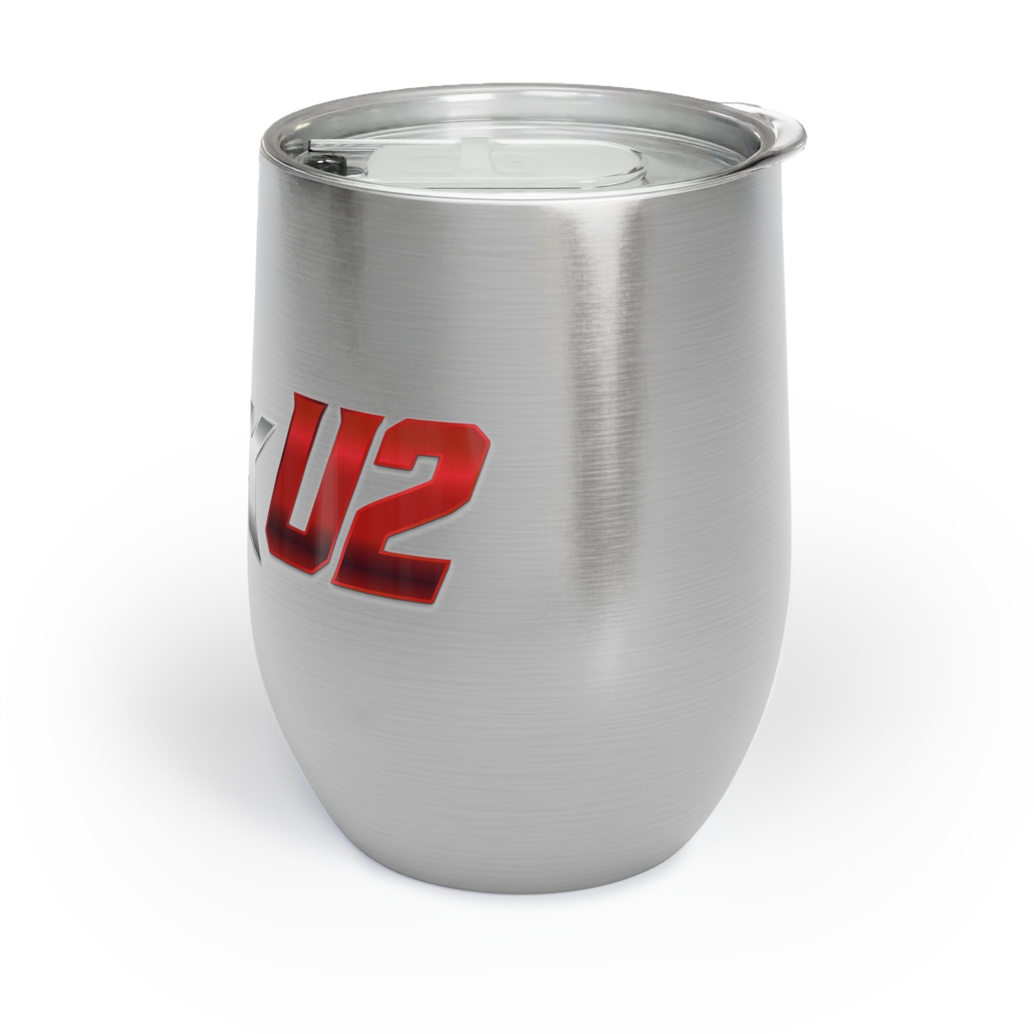 MuckU2 Wine Tumbler (gradient silver/red logo/SKU 100019)