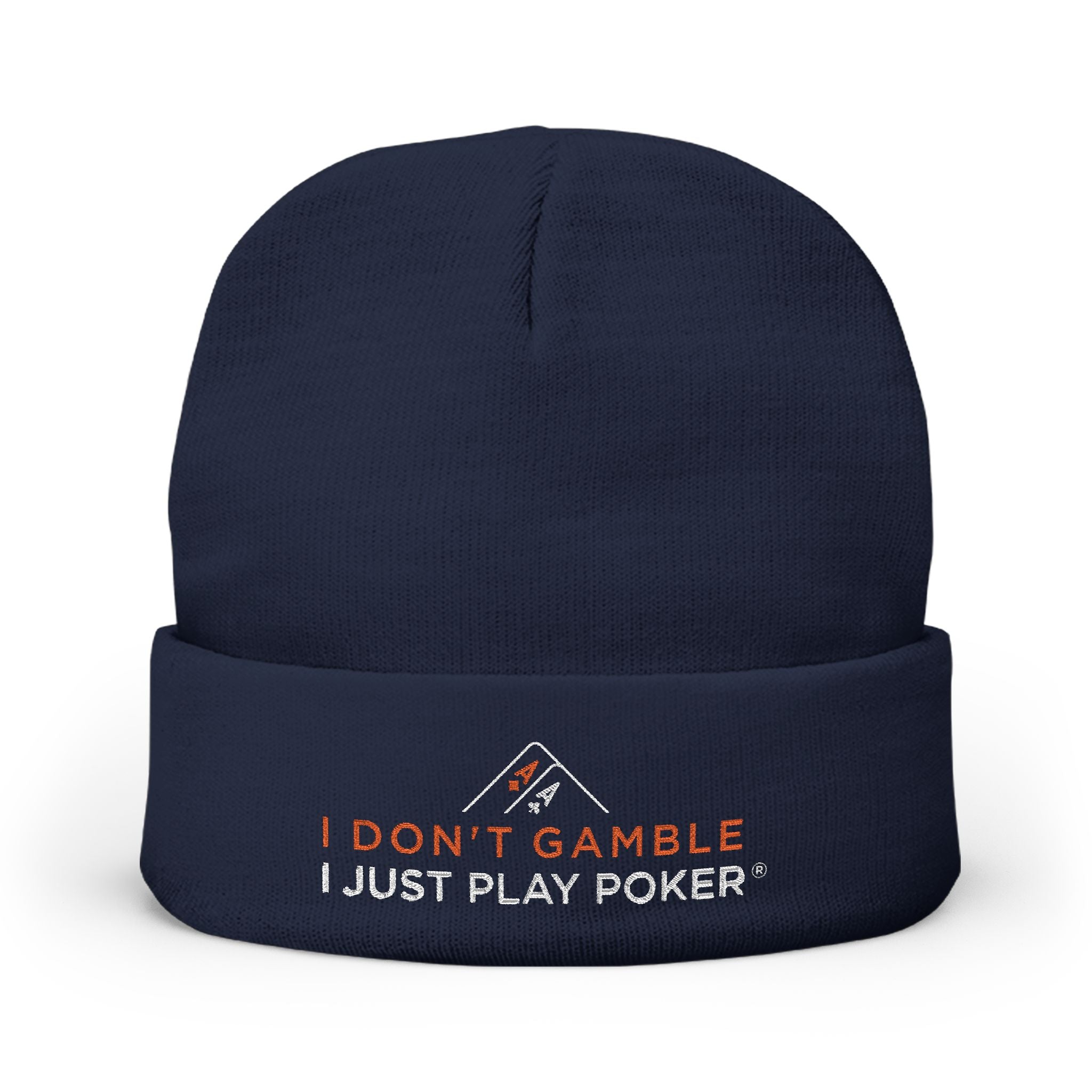 Bounty Beanie (red/white logo) — "I Just Play Poker
