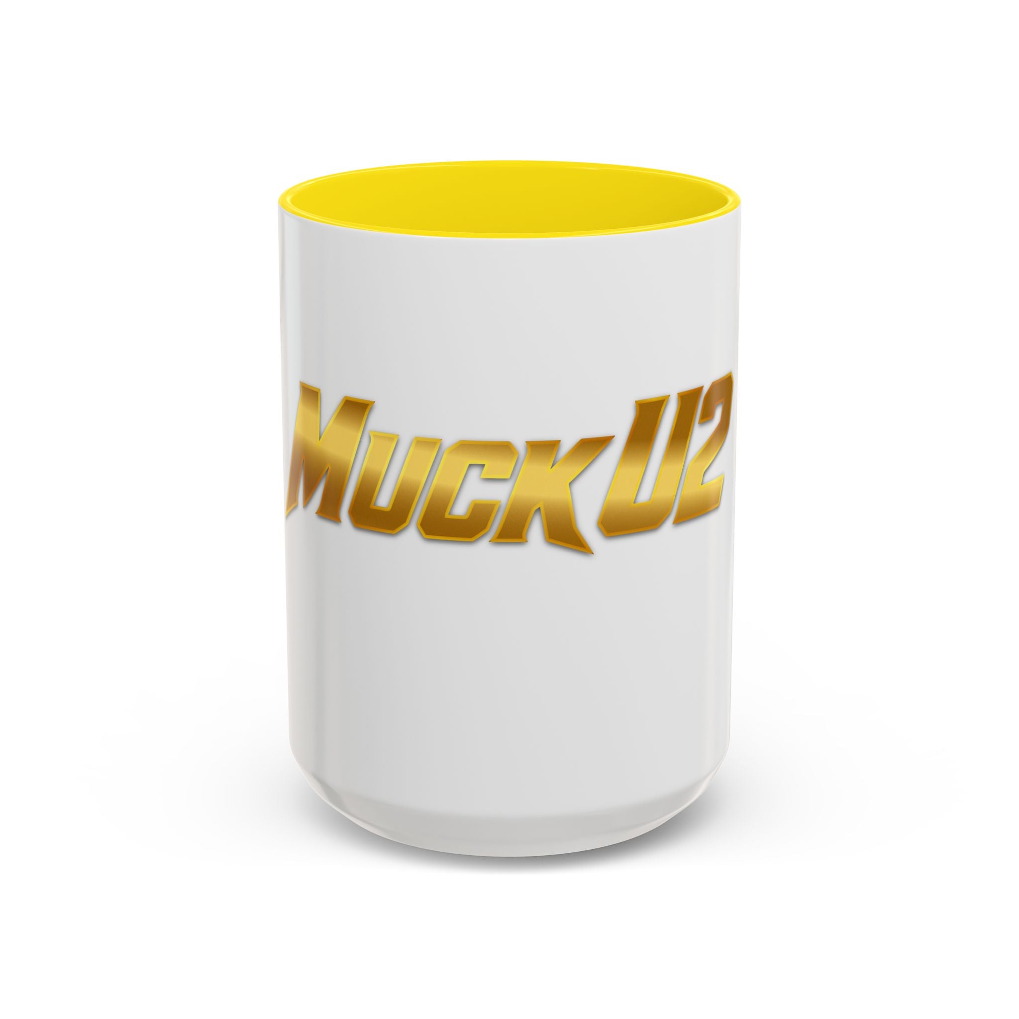 MuckU2 Classic White Mug (gold logo/SKU 100042)