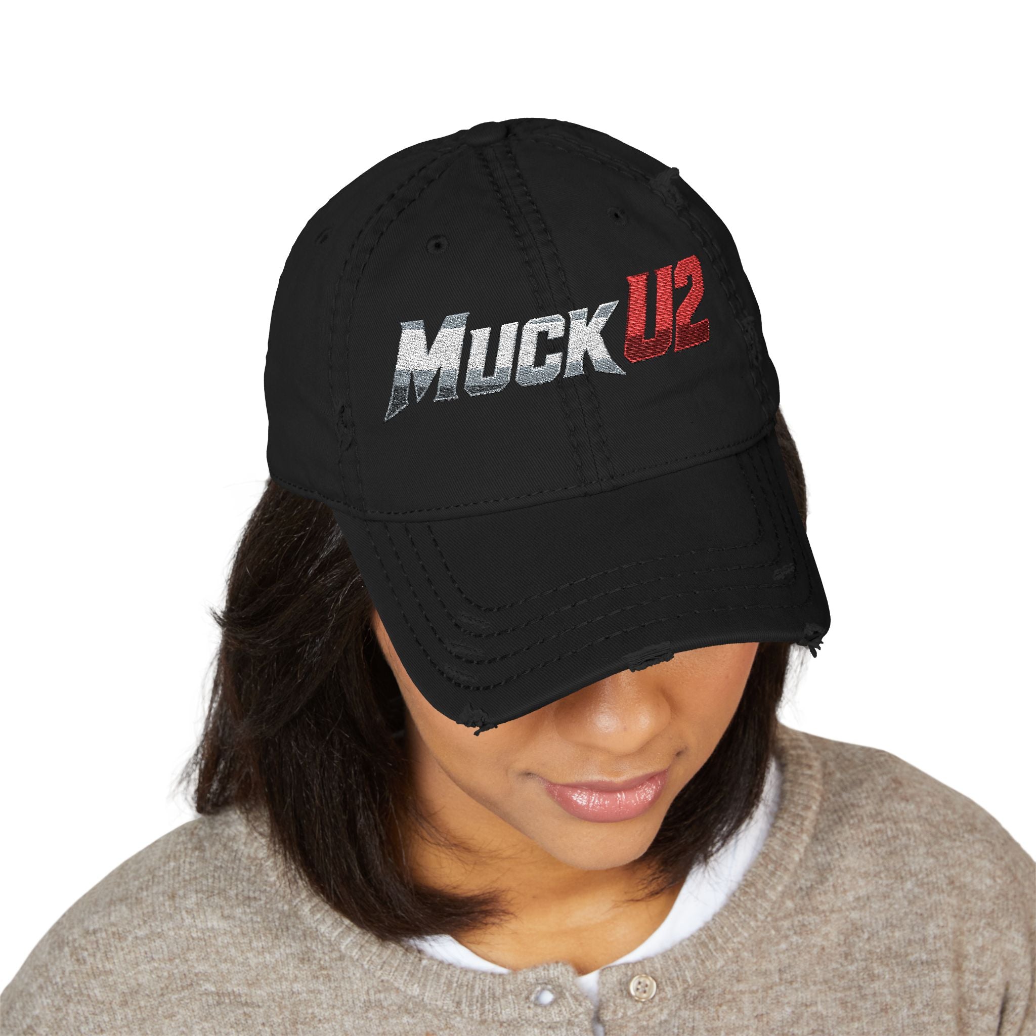 MuckU2 Poker Trucker Cap (gradient silver/red logo/SKU 100079)