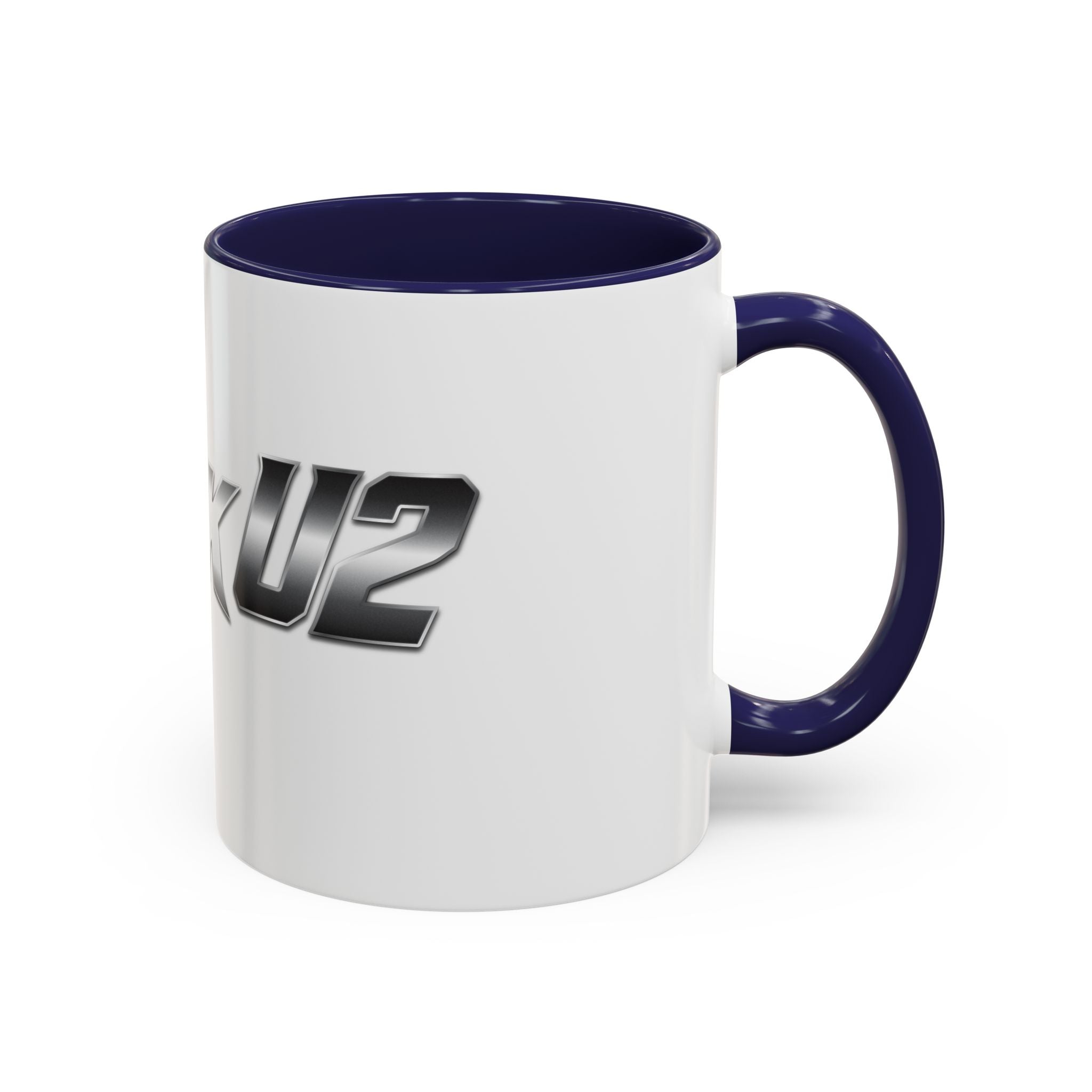 MuckU2 Classic White Mug (gradient silver/black logo/SKU 100043)