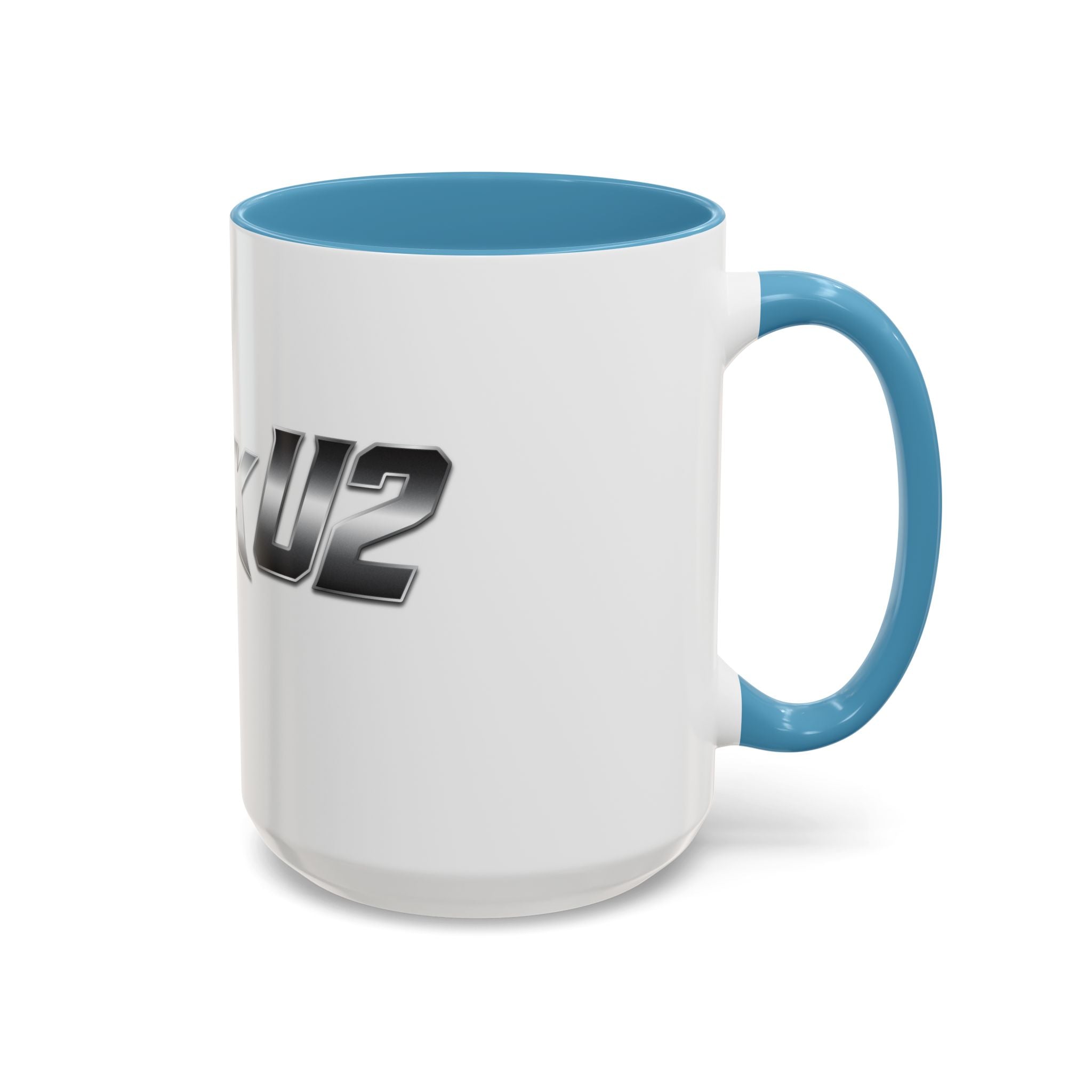 MuckU2 Classic White Mug (gradient silver/black logo/SKU 100043)