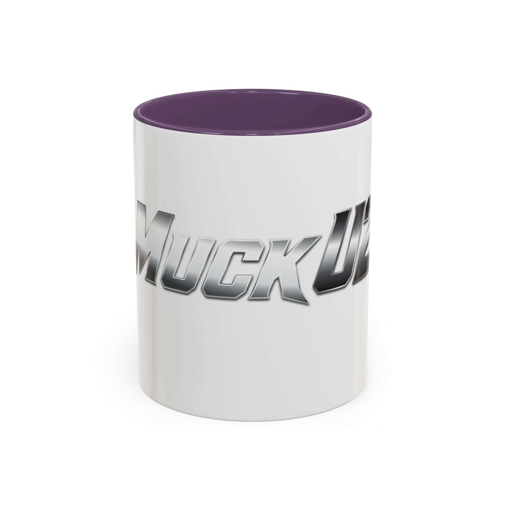 MuckU2 Classic White Mug (gradient silver/black logo/SKU 100043)