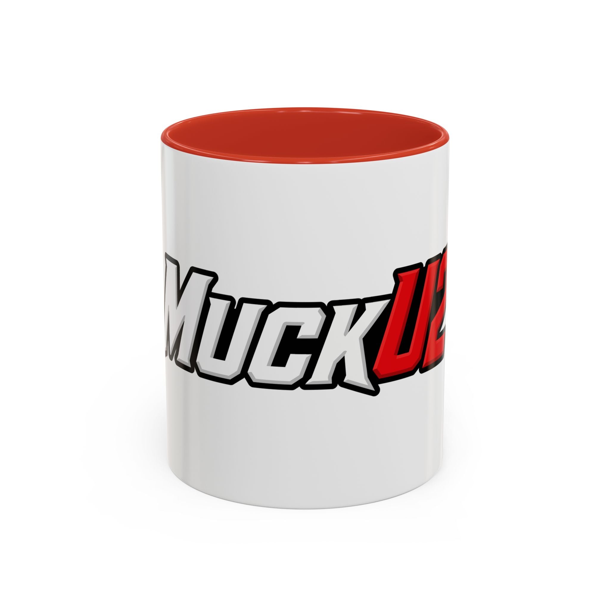 MuckU2 Classic White Mug (white/red logo/SKU 100047)
