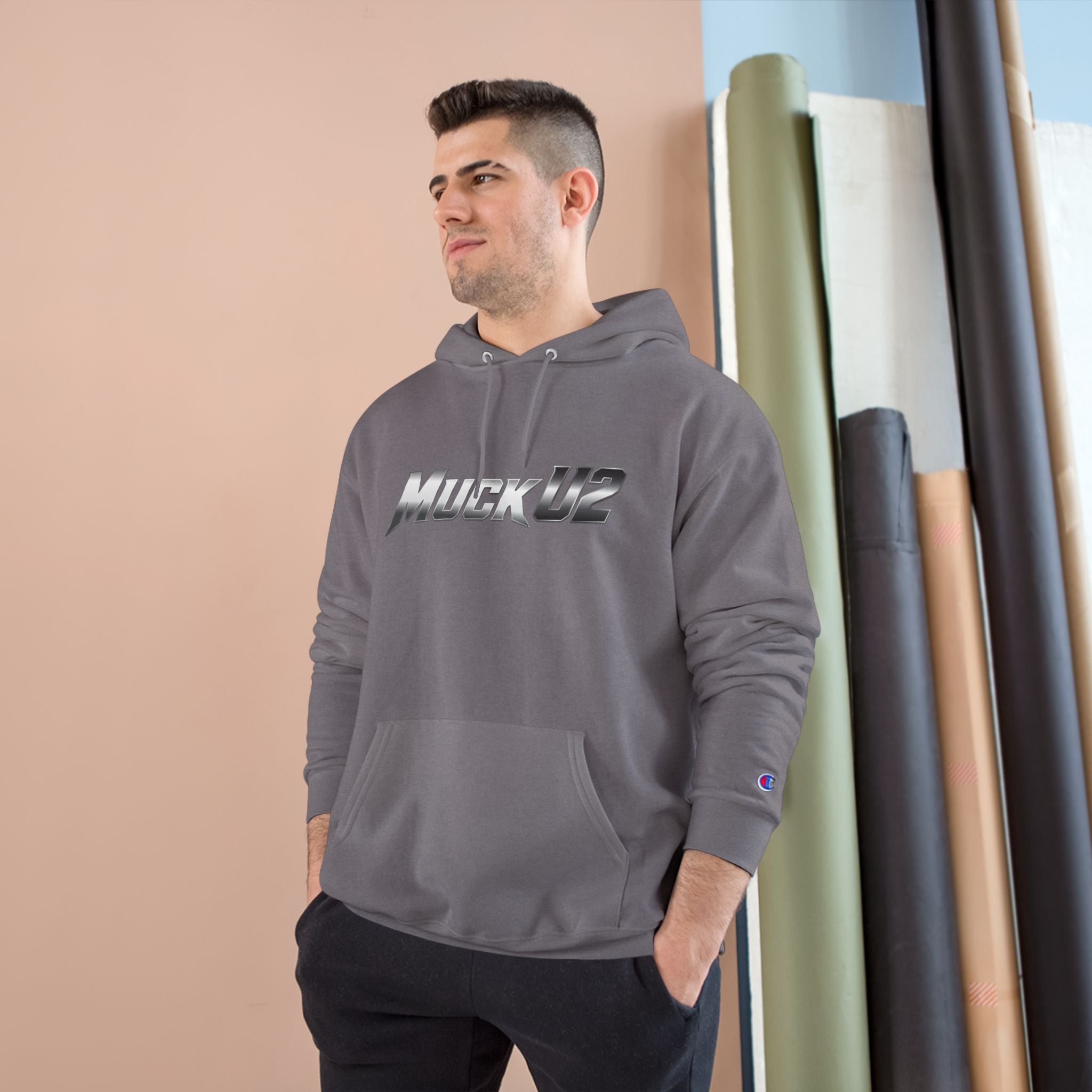 MuckU2 Poker Hoodie (gradient silver/black logo/SKU 100049)