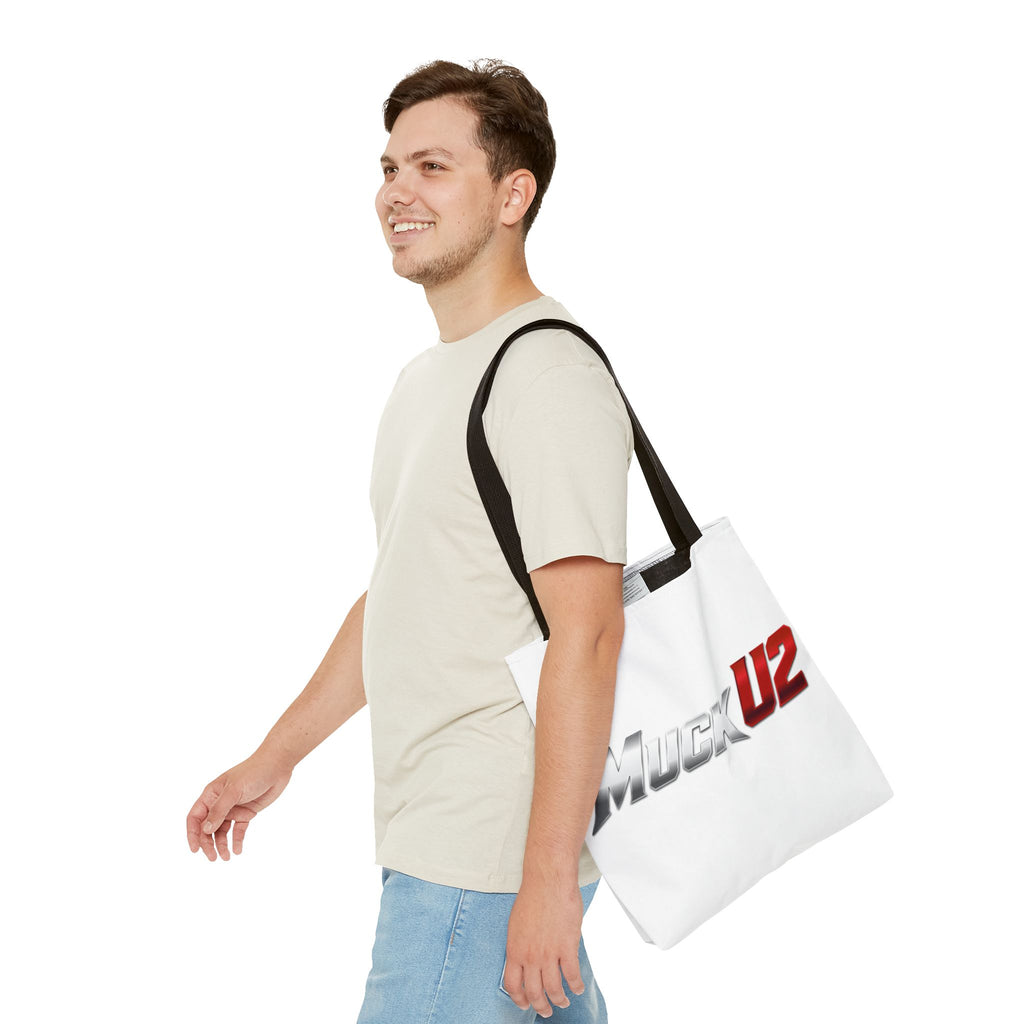 MuckU2 Bubble Canvas Poker Tote Bag (gradient silver/red logo SKU 100021)
