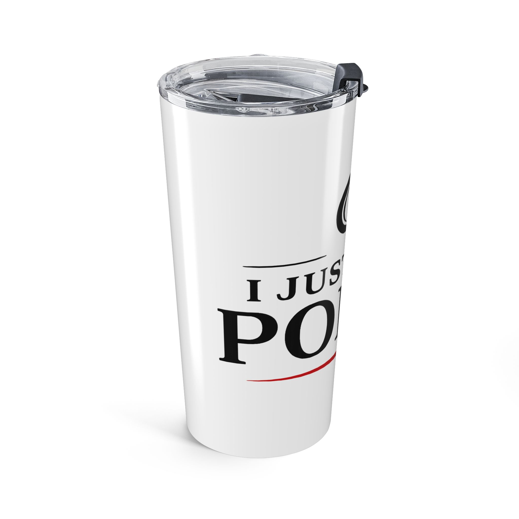 I Just Play Poker Tumbler – Black & Red Poker Logo