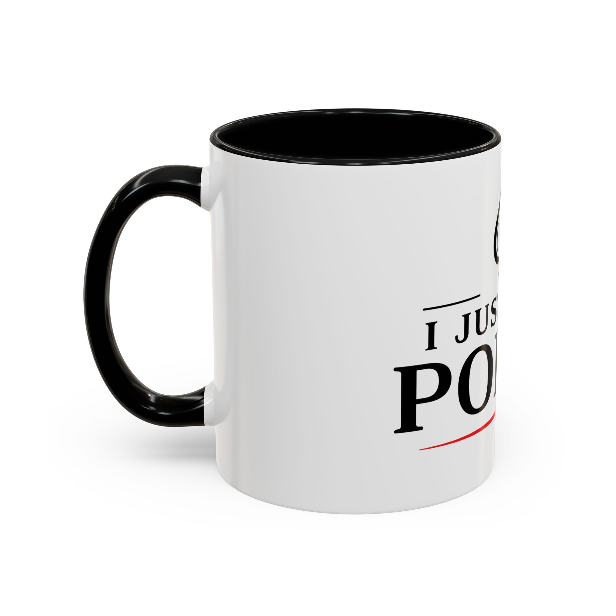 I Just Play Poker White Mug – Black & Red Logo