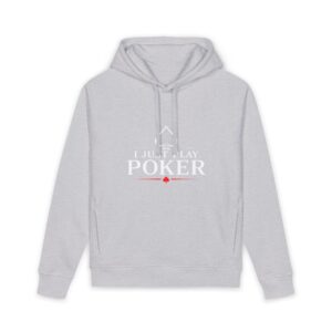 I Just Play Poker Hoodie – White & Red Poker Logo