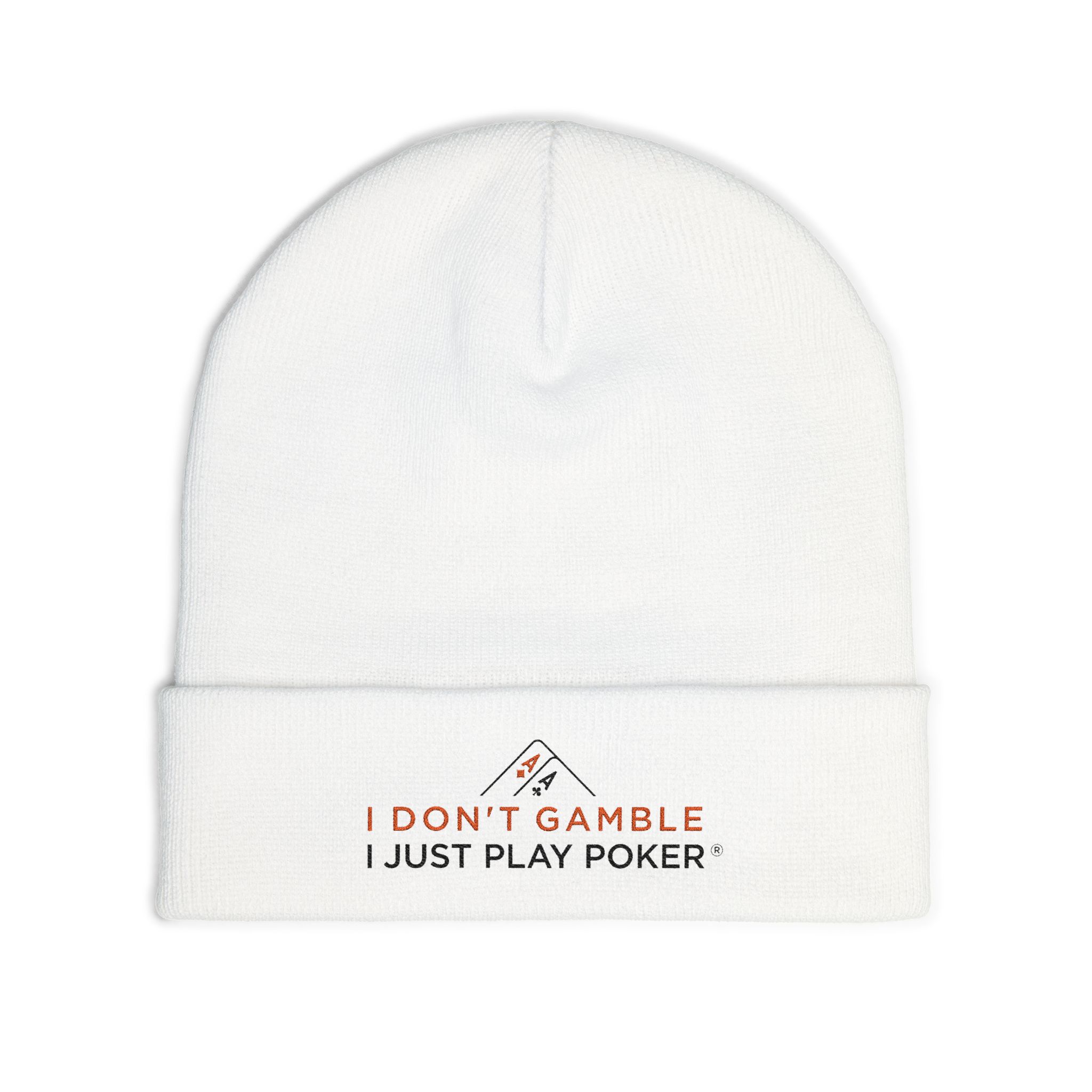 I Don’t Gamble, I Just Play Poker Beanie – Red & Black Logo