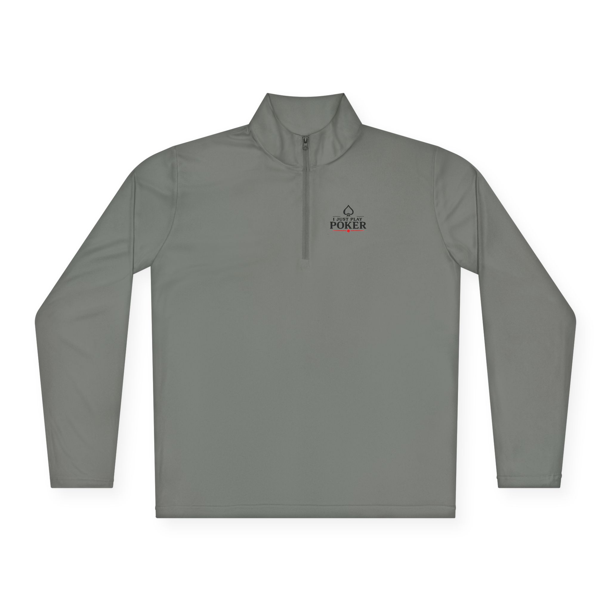 I Just Play Poker Quarter-Zip Pullover – Black & Red Poker Logo