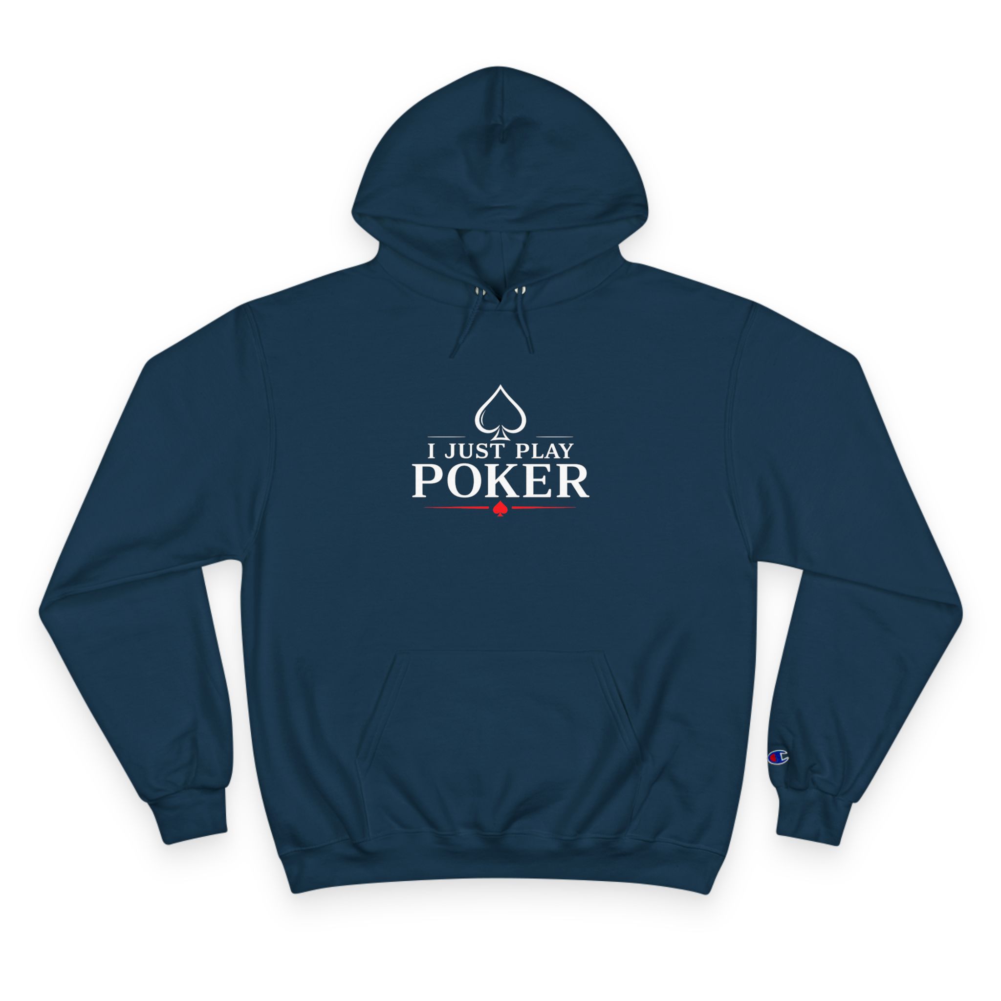 I Just Play Poker Hoodie – White & Red Poker Logo