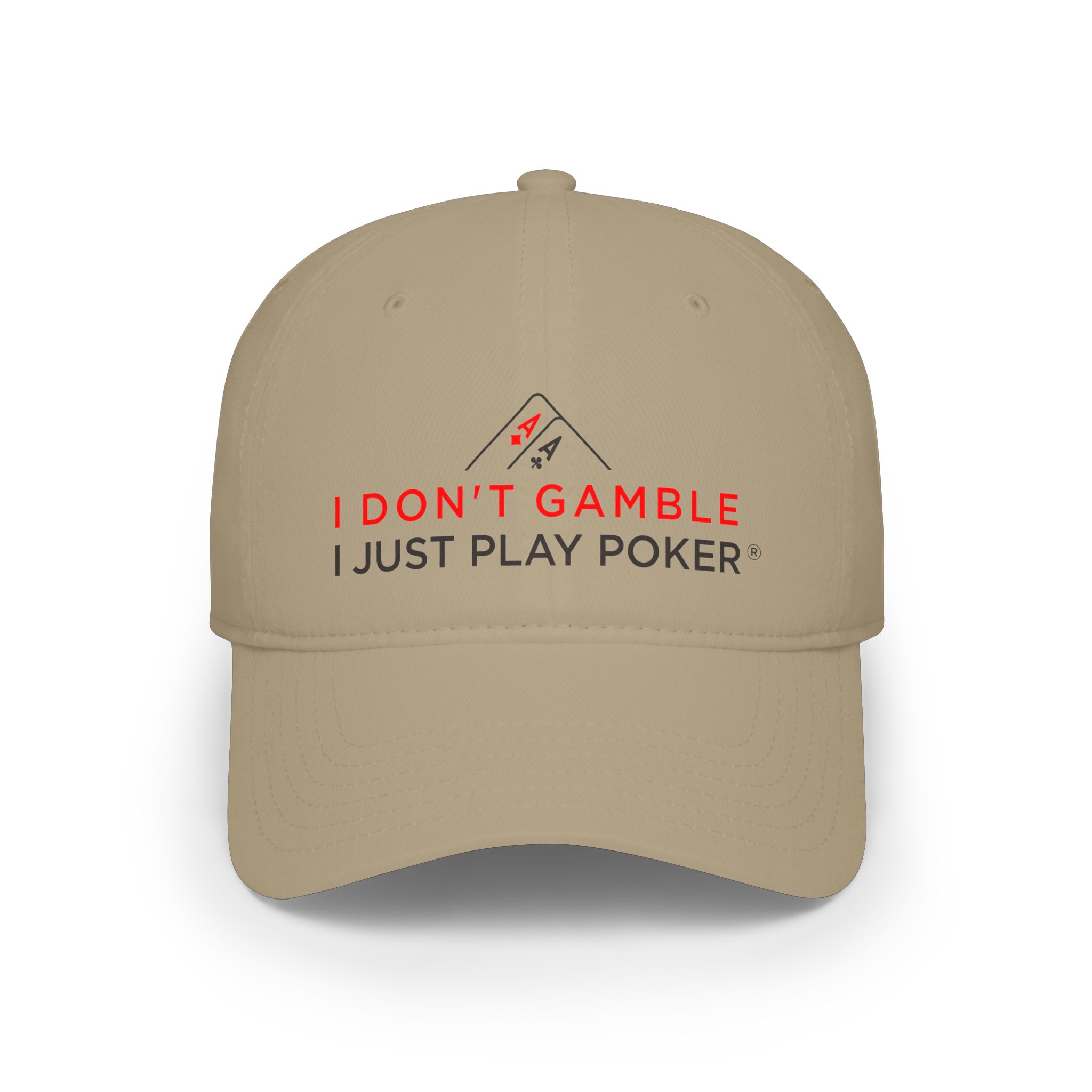 I Don’t Gamble, I Just Play Poker Cap – Red & Black Poker Logo