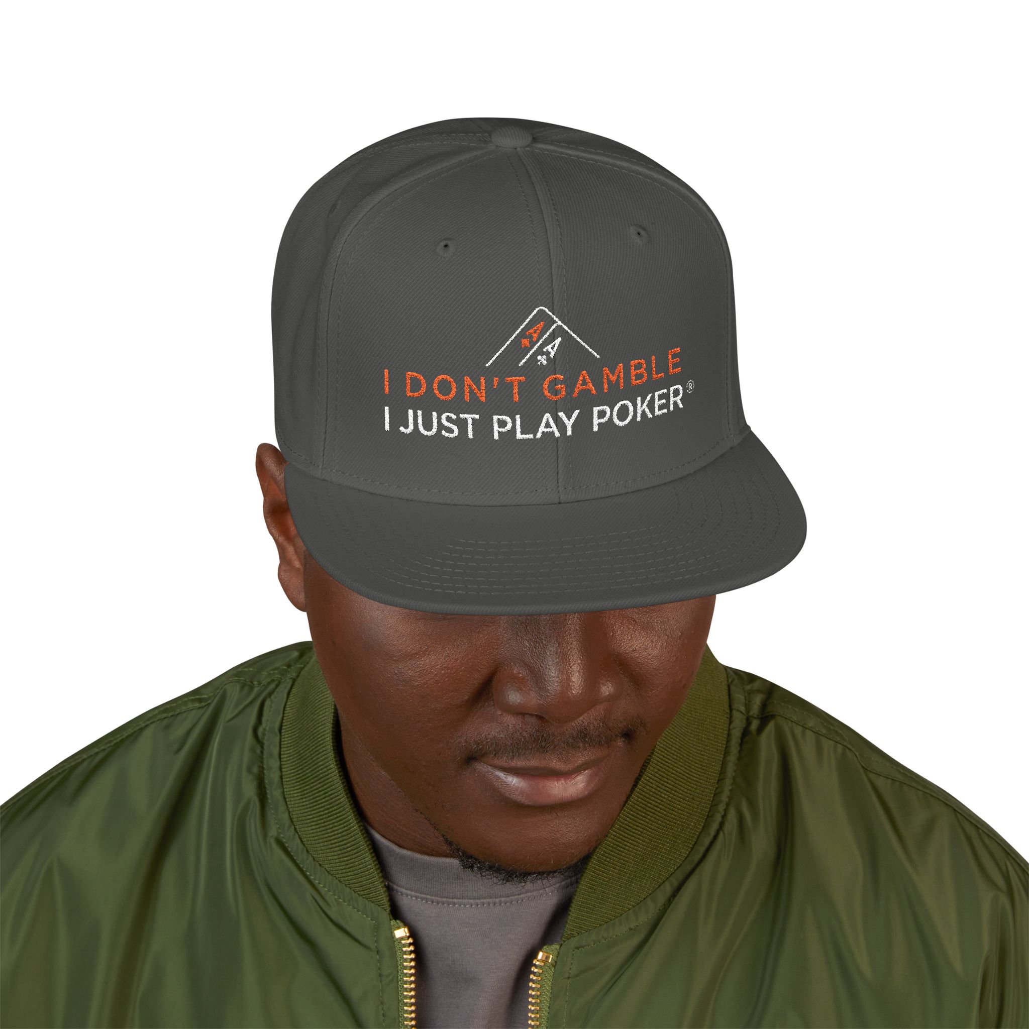 I Don’t Gamble, I Just Play Poker Snapback Poker Cap – Red & White Logo