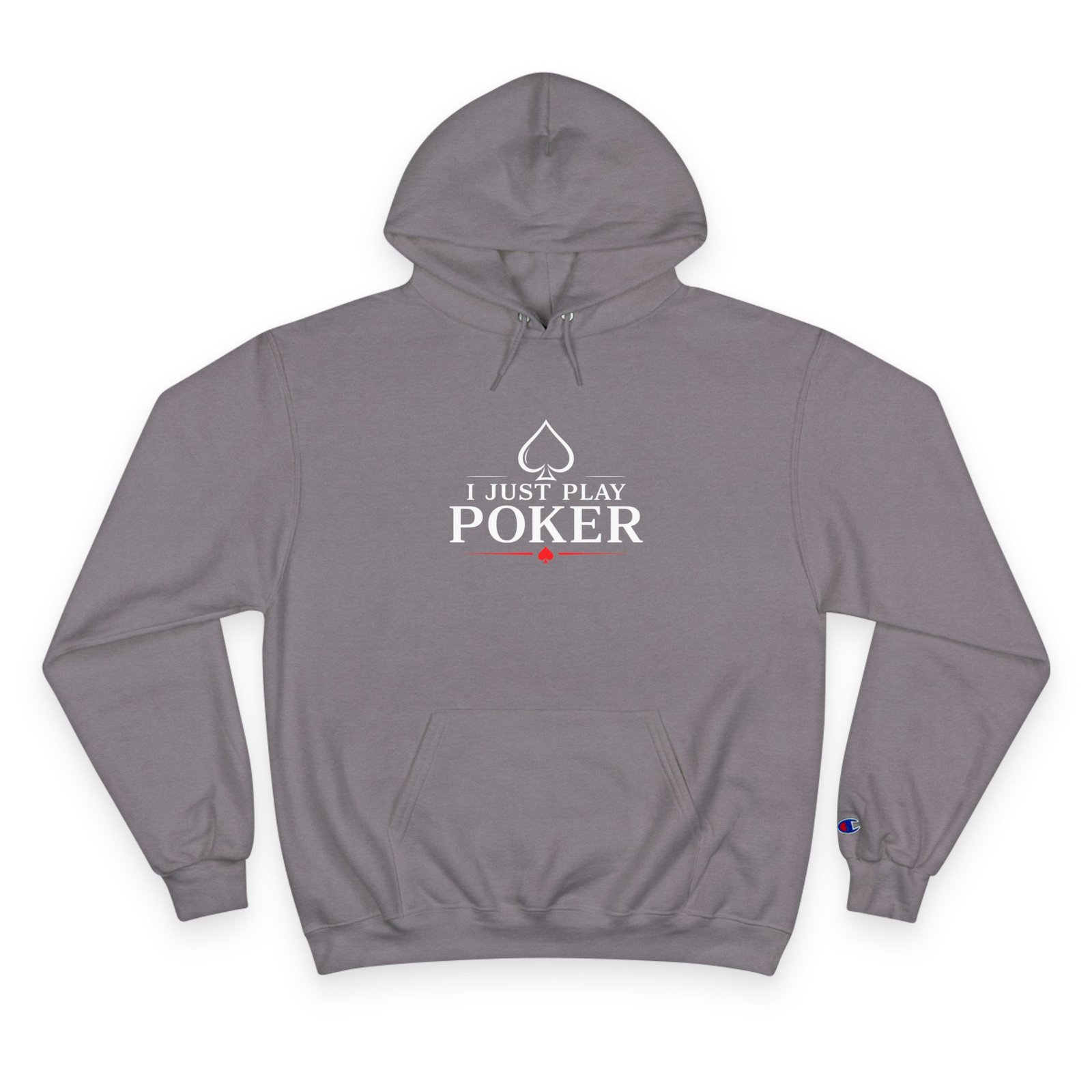 I Just Play Poker Hoodie – White & Red Poker Logo