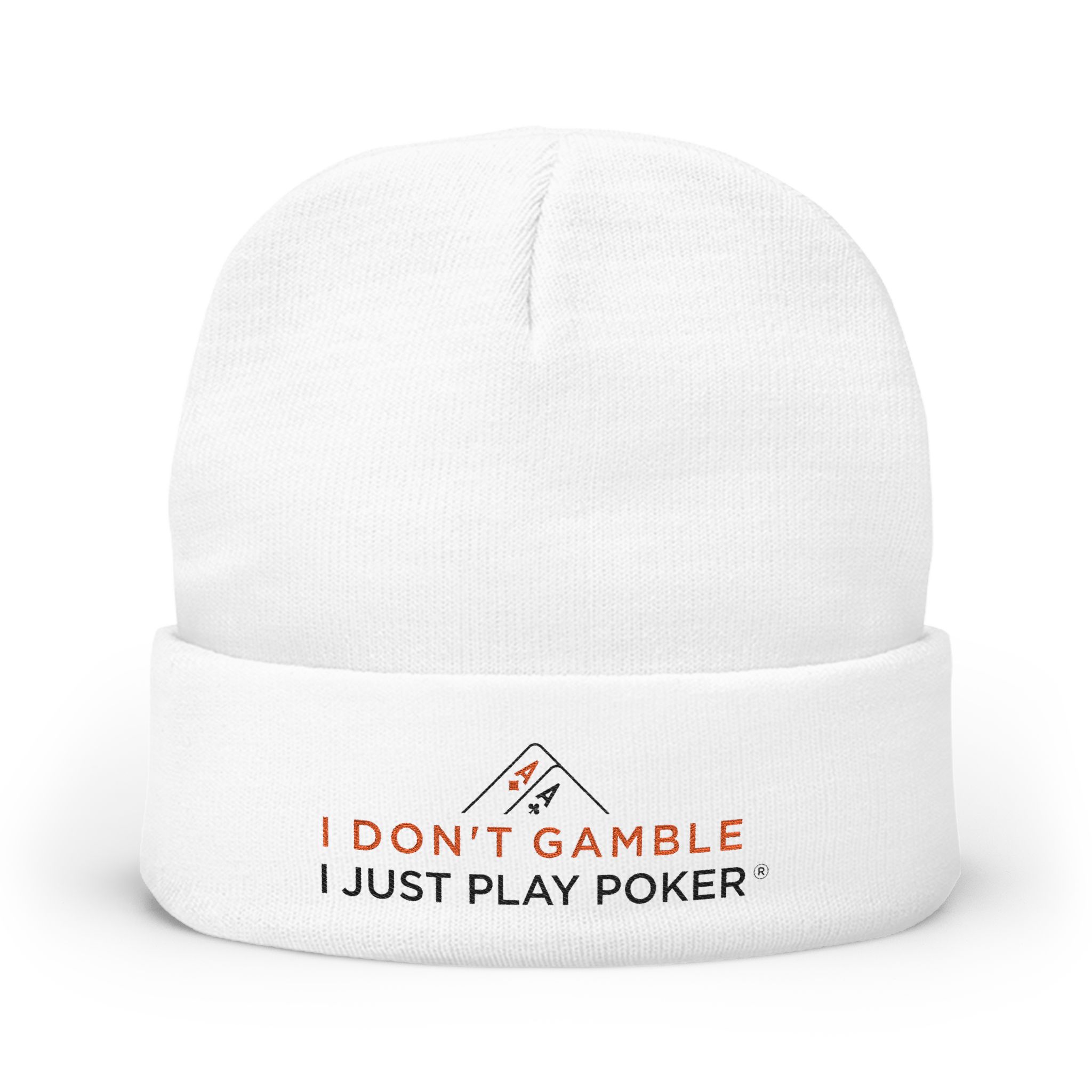 I Don’t Gamble, I Just Play Poker Beanie – Red & Black Logo