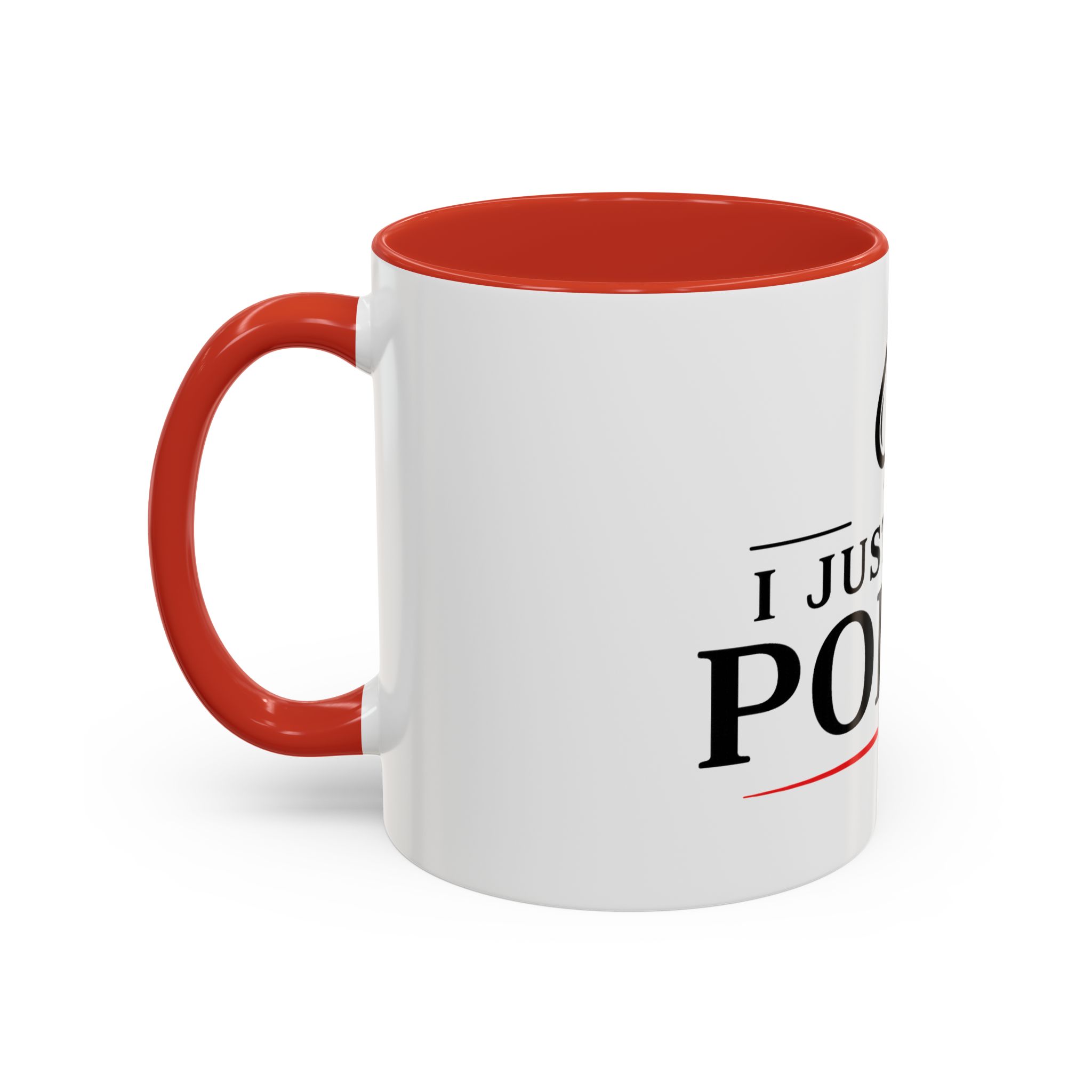 I Just Play Poker White Mug – Black & Red Logo