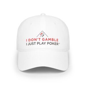 I Don’t Gamble, I Just Play Poker Cap – Red & Black Poker Logo