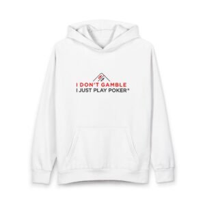 I Don’t Gamble, I Just Play Poker Hoodie – Red & Black Poker Logo