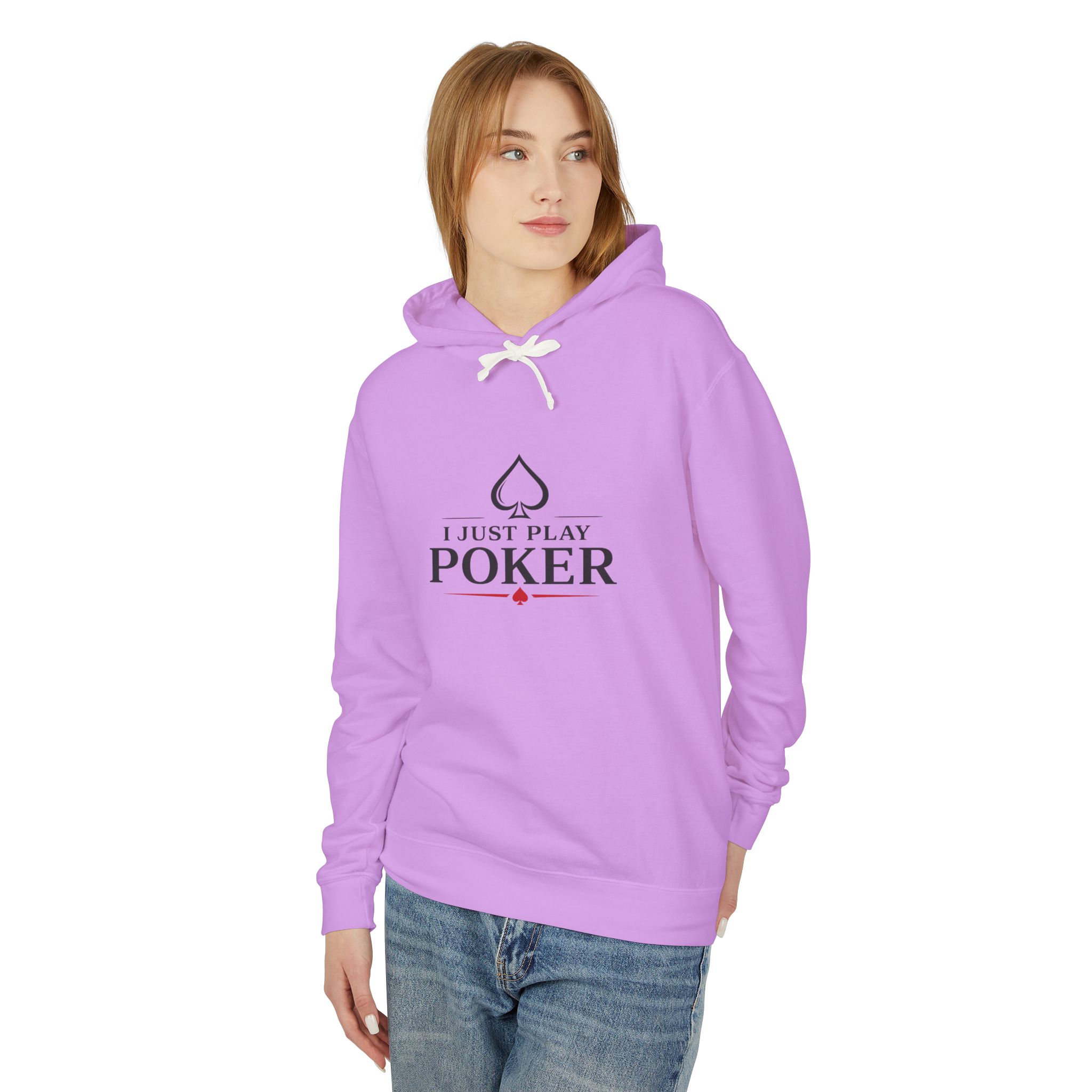 I Just Play Poker Hoodie – Black & Red Poker Logo