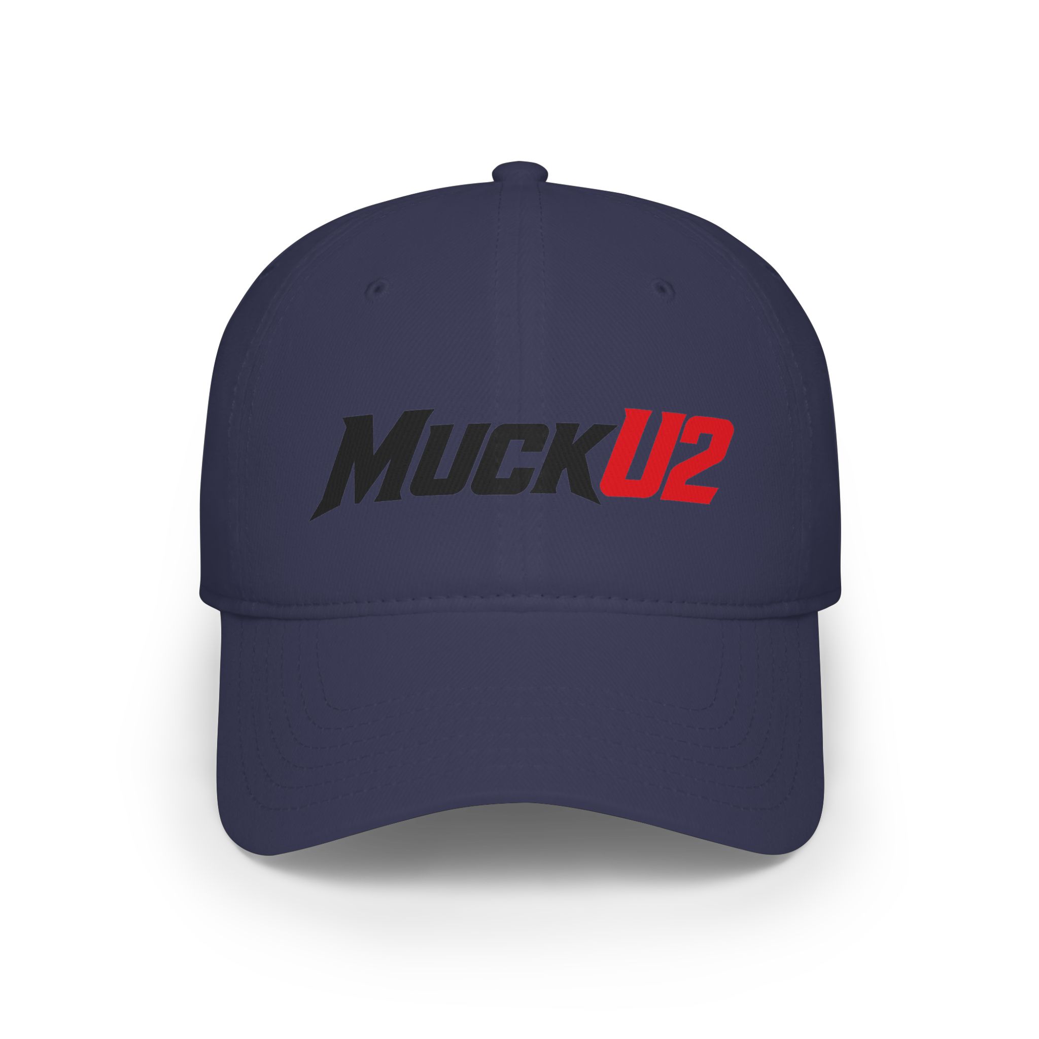 MuckU2 Distressed Dad Hat – Black & Red Logo