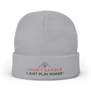 I Don’t Gamble, I Just Play Poker Beanie – Red & Black Logo