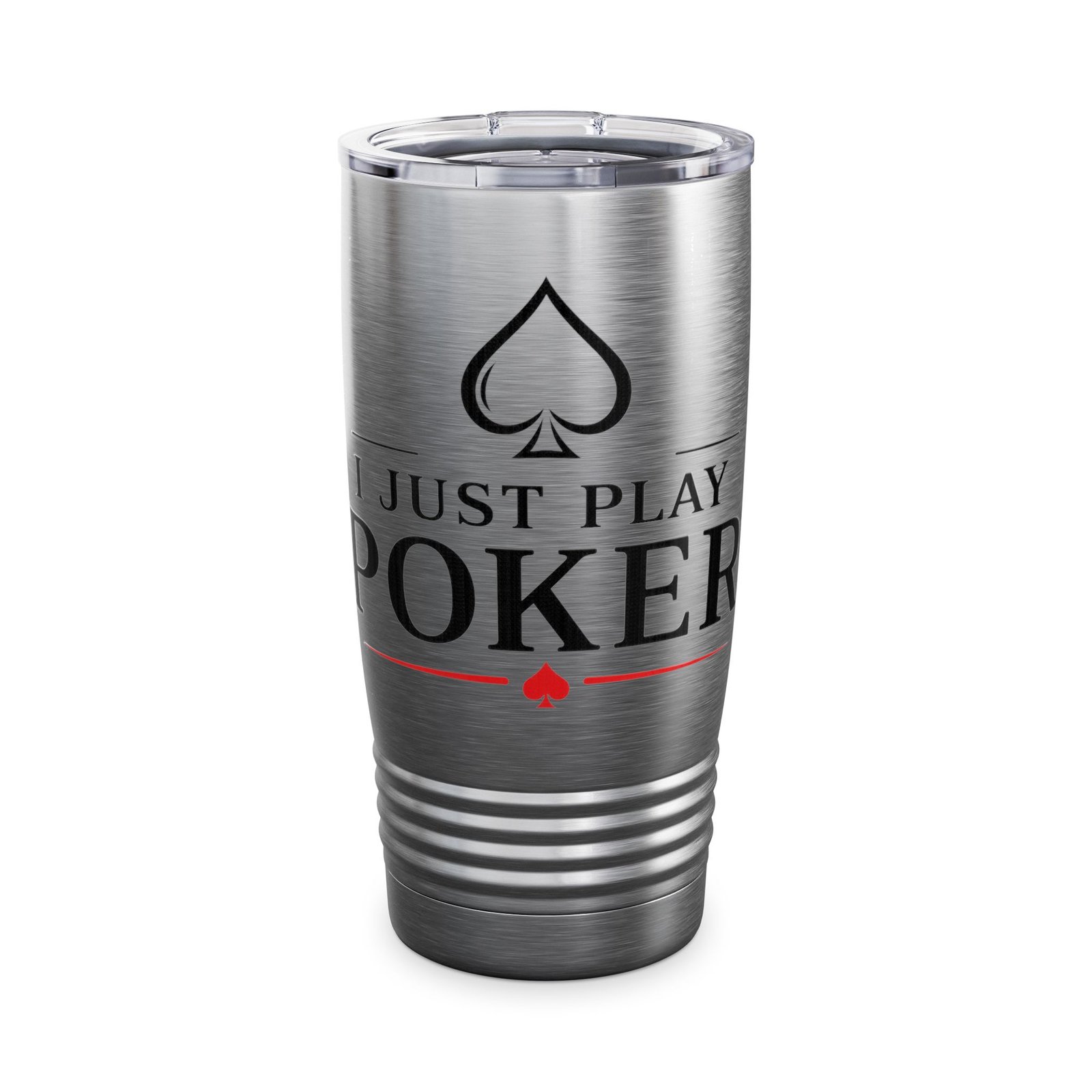 I Just Play Poker Tumbler – Black & Red Poker Logo