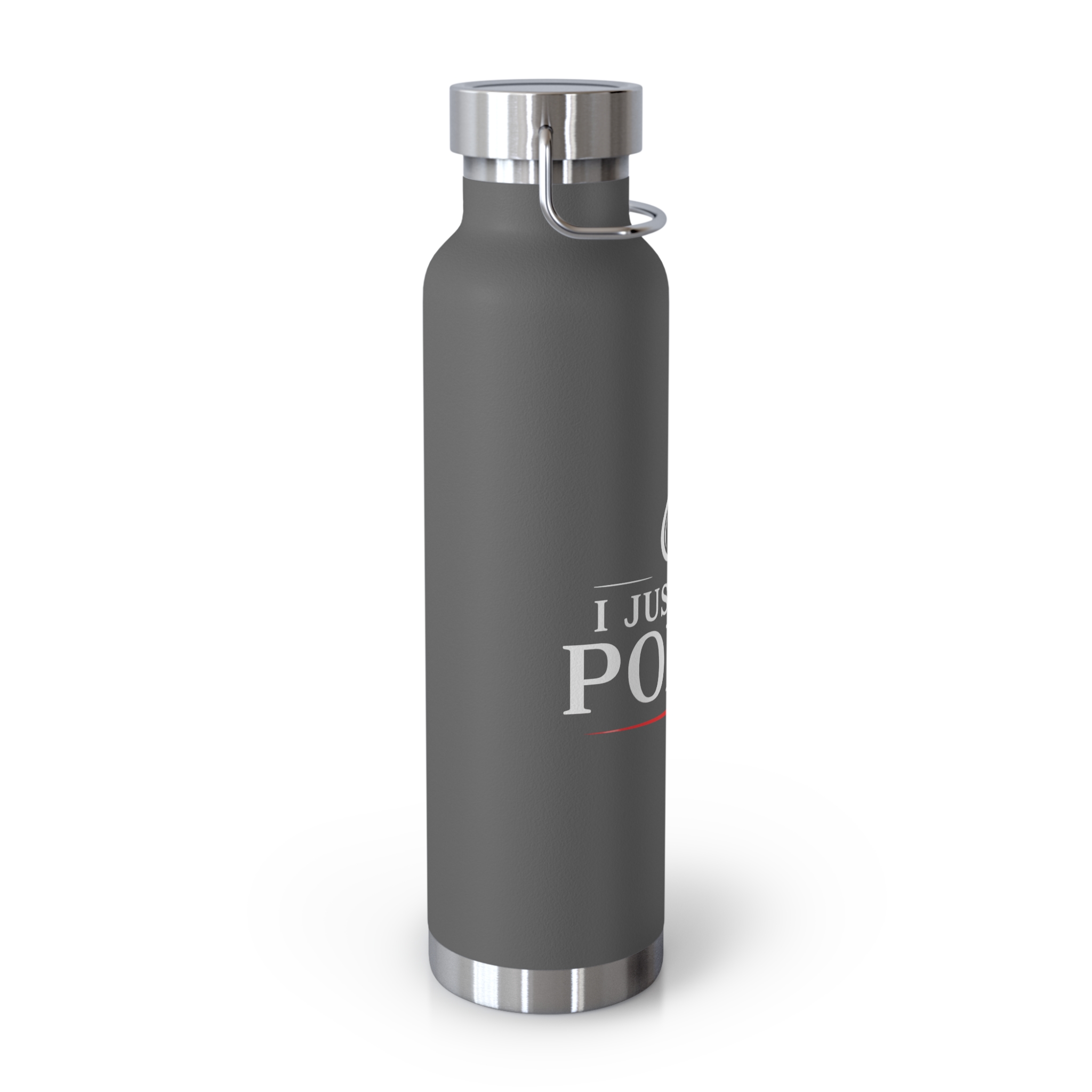 I Just Play Poker Insulated Water Bottle – White & Red Logo