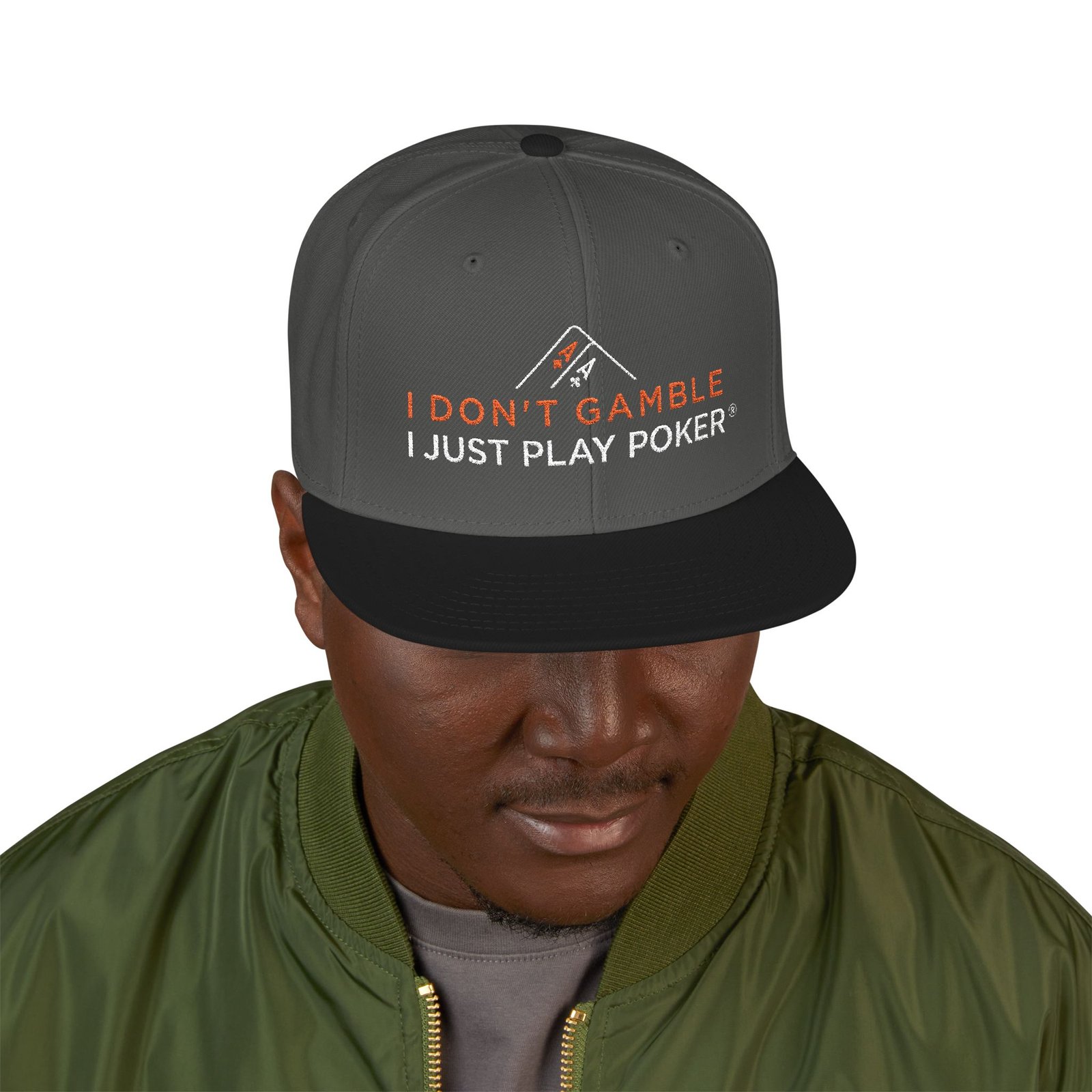 I Don’t Gamble, I Just Play Poker Snapback Poker Cap – Red & White Logo