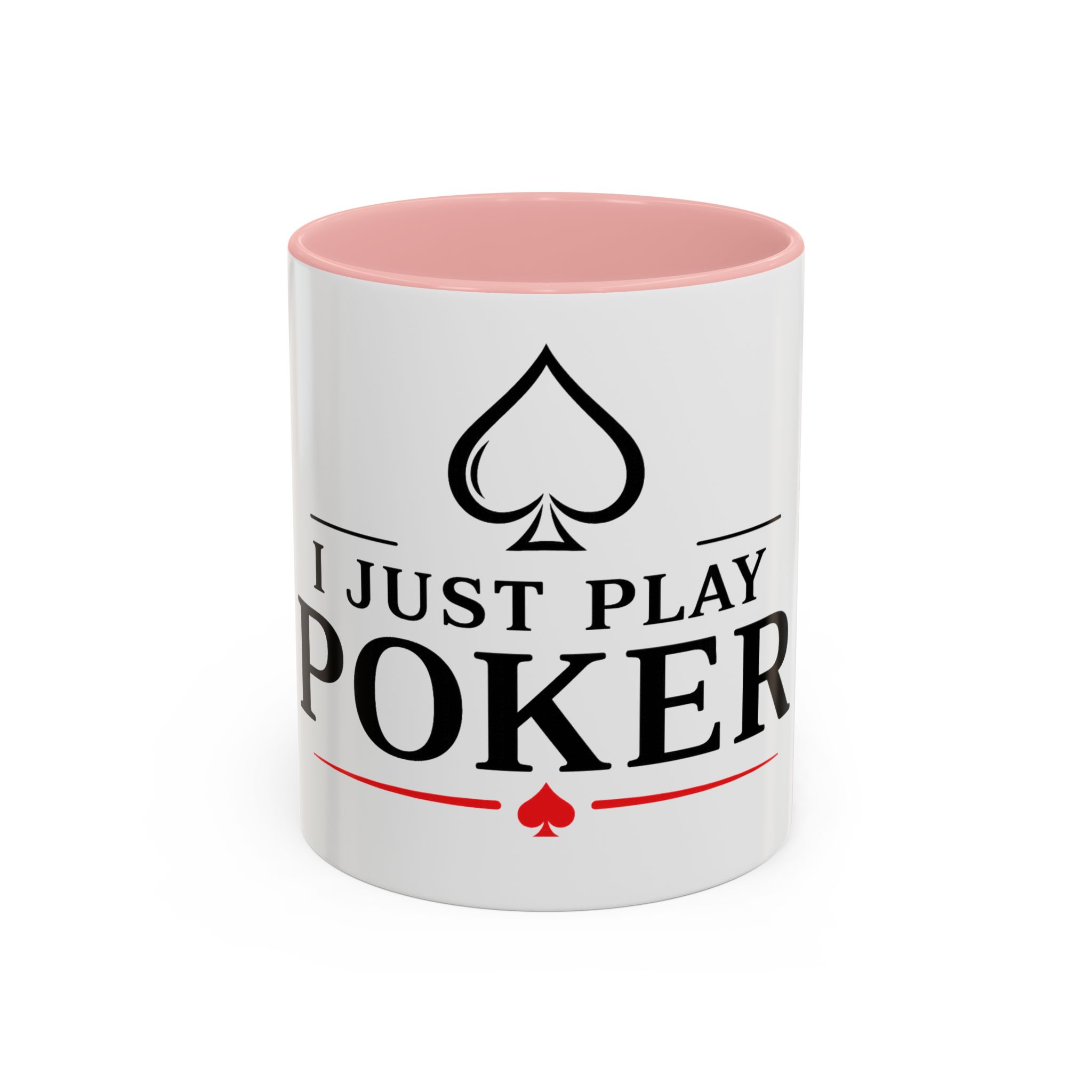 I Just Play Poker White Mug – Black & Red Logo