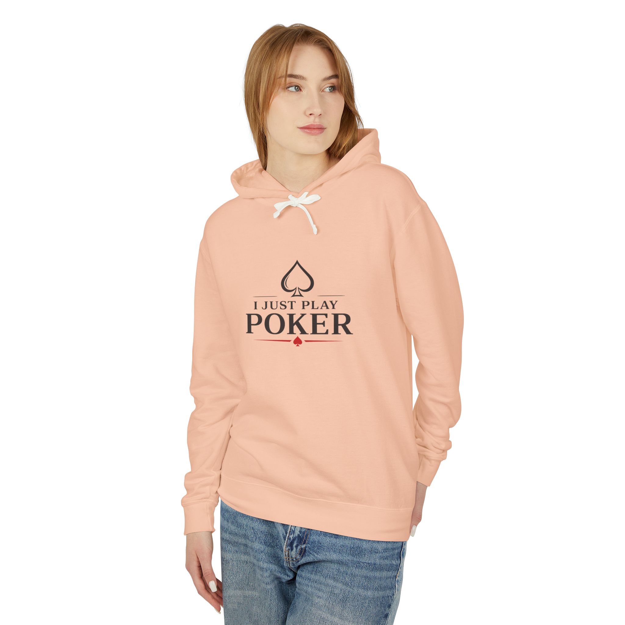 I Just Play Poker Hoodie – Black & Red Poker Logo