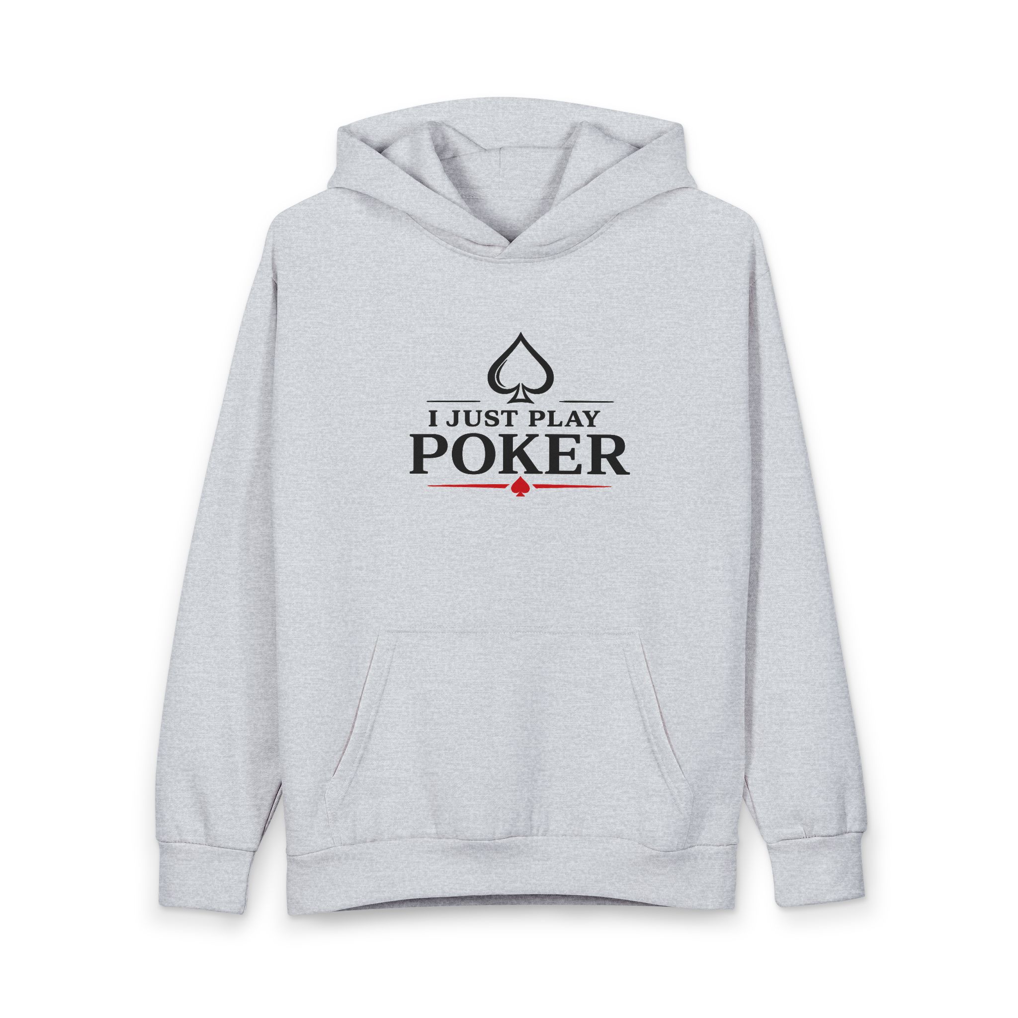 I Just Play Poker Hoodie – Black & Red Poker Logo
