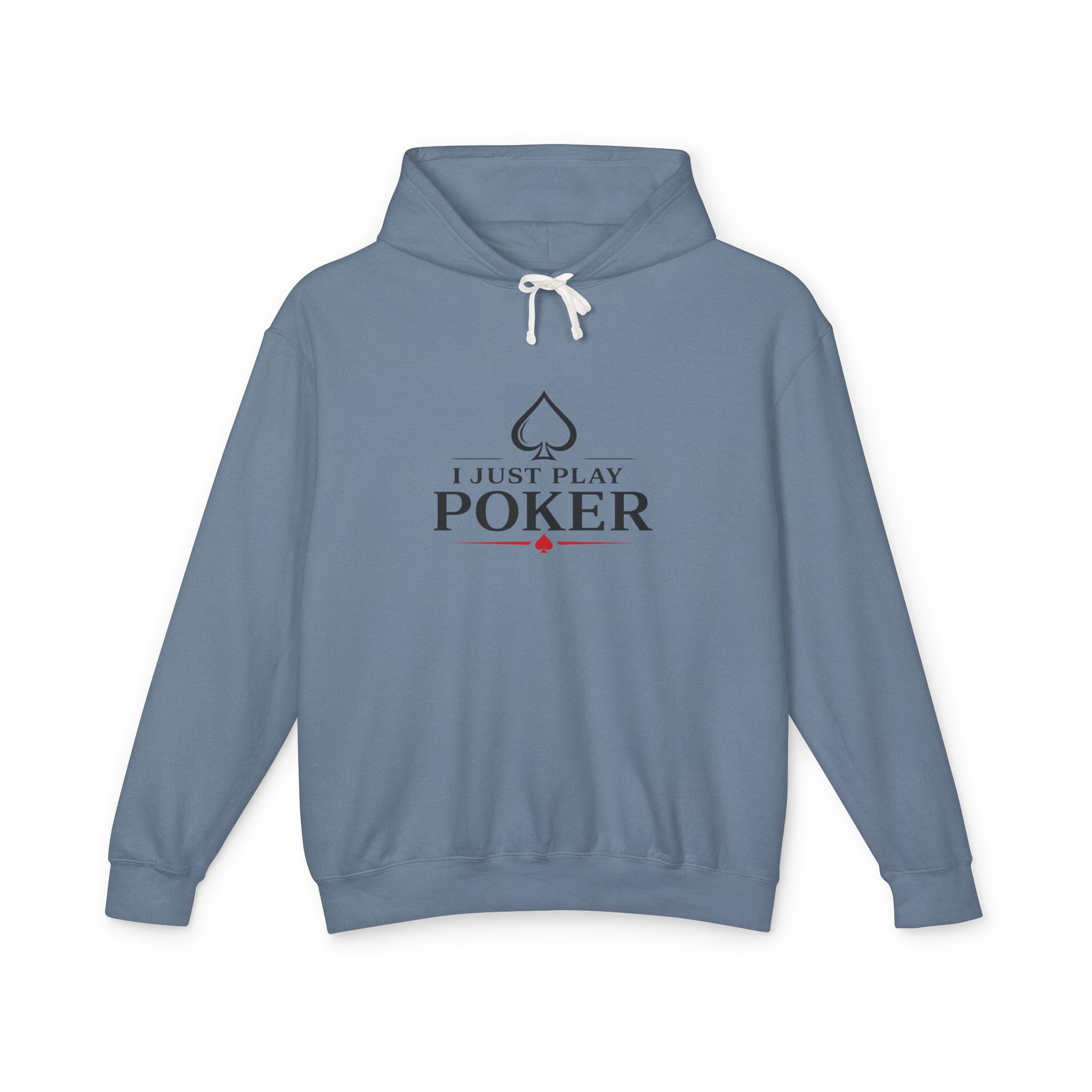 I Just Play Poker Hoodie – Black & Red Poker Logo