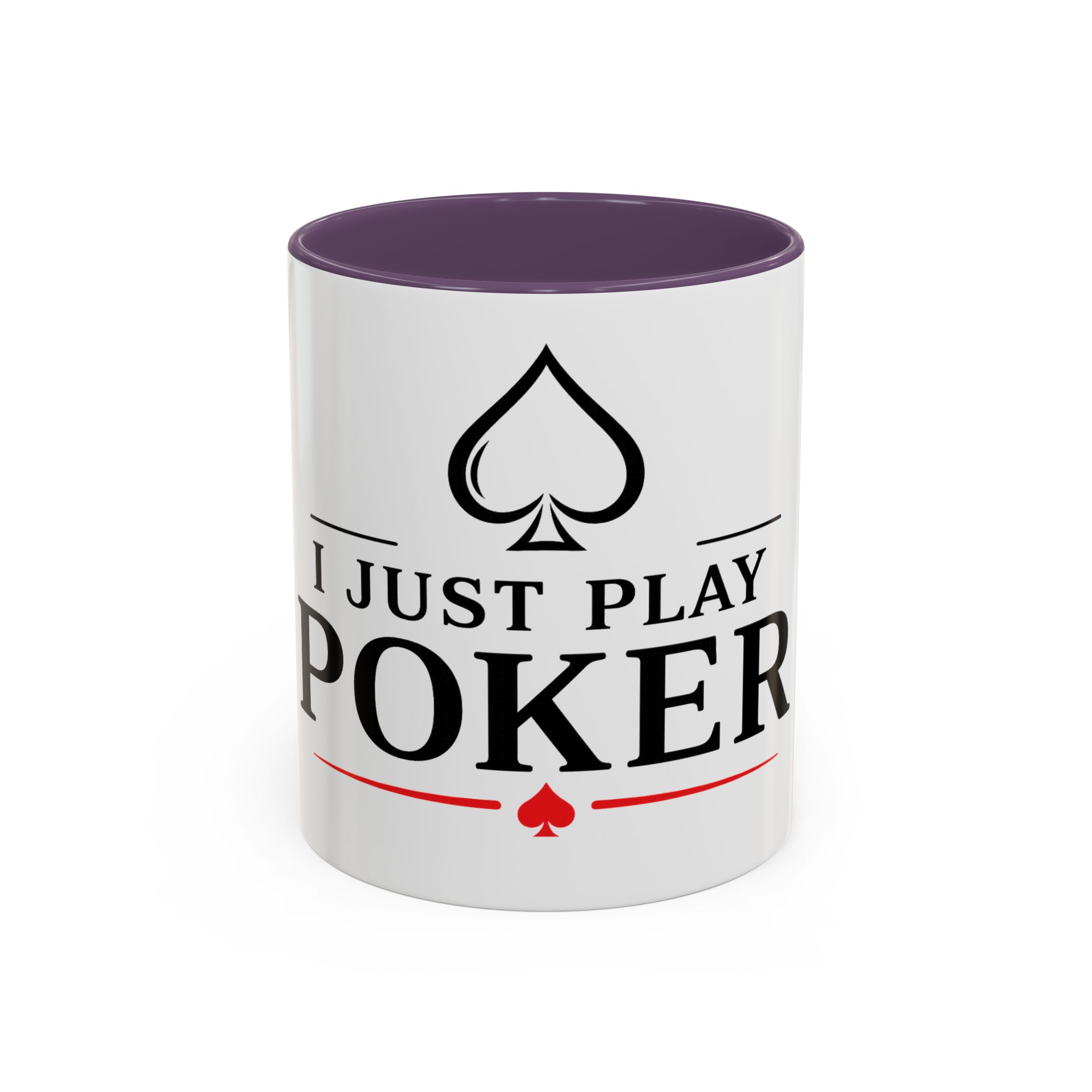 I Just Play Poker White Mug – Black & Red Logo